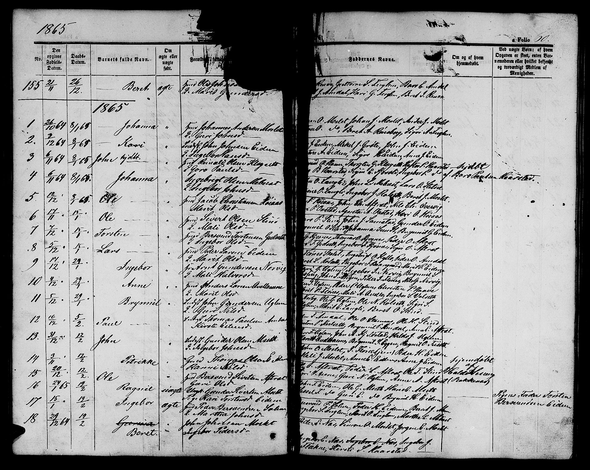 Ministerialprotokoller, klokkerbøker og fødselsregistre - Sør-Trøndelag, SAT/A-1456/695/L1155: Parish register (copy) no. 695C06, 1859-1868, p. 60