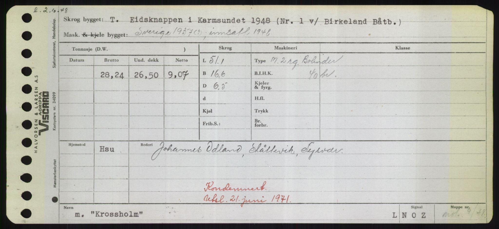 Sjøfartsdirektoratet med forløpere, Skipsmålingen, AV/RA-S-1627/H/Hd/L0021: Fartøy, Kor-Kår, p. 229