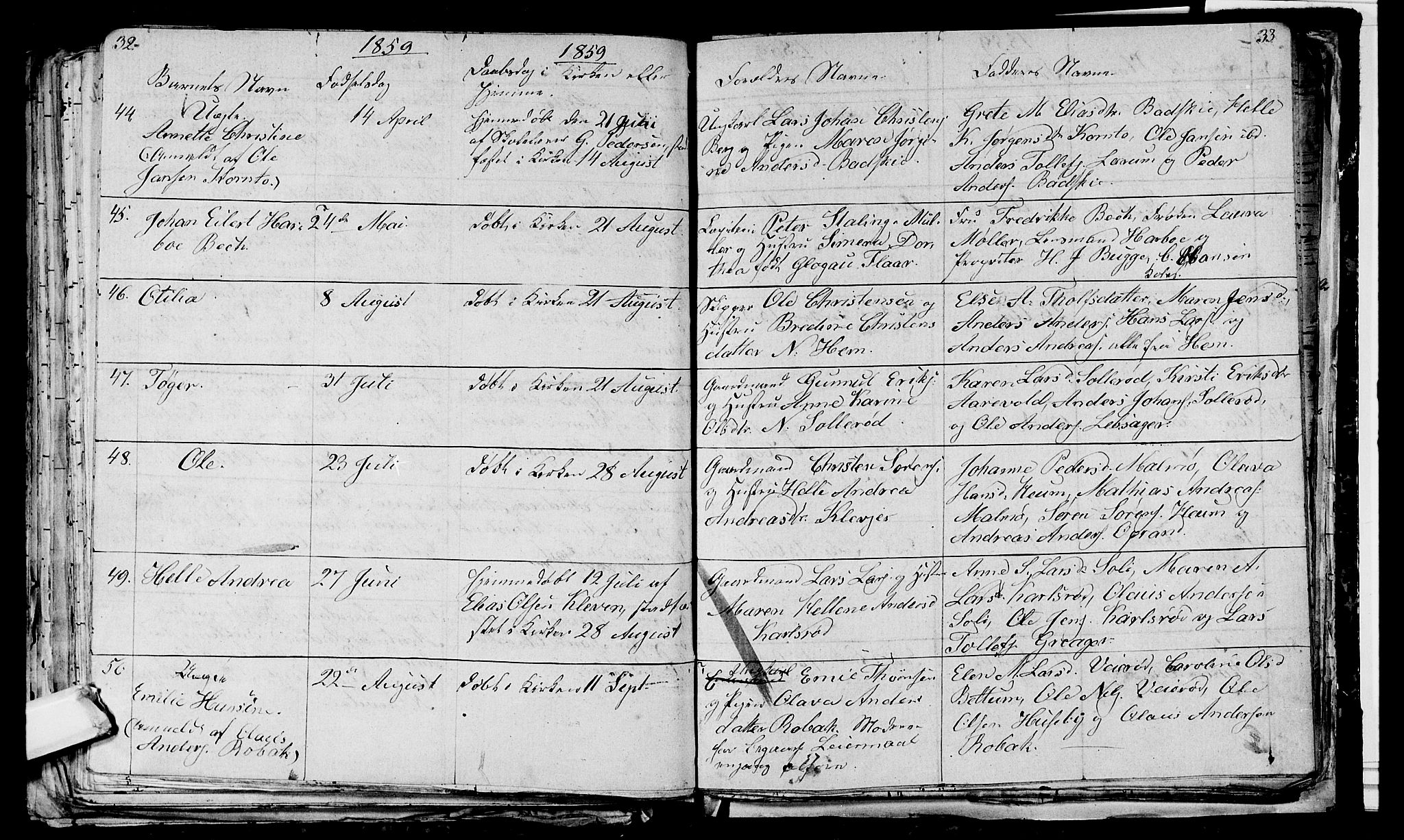 Våle kirkebøker, AV/SAKO-A-334/G/Ga/L0002: Parish register (copy) no. I 2, 1851-1863, p. 32-33