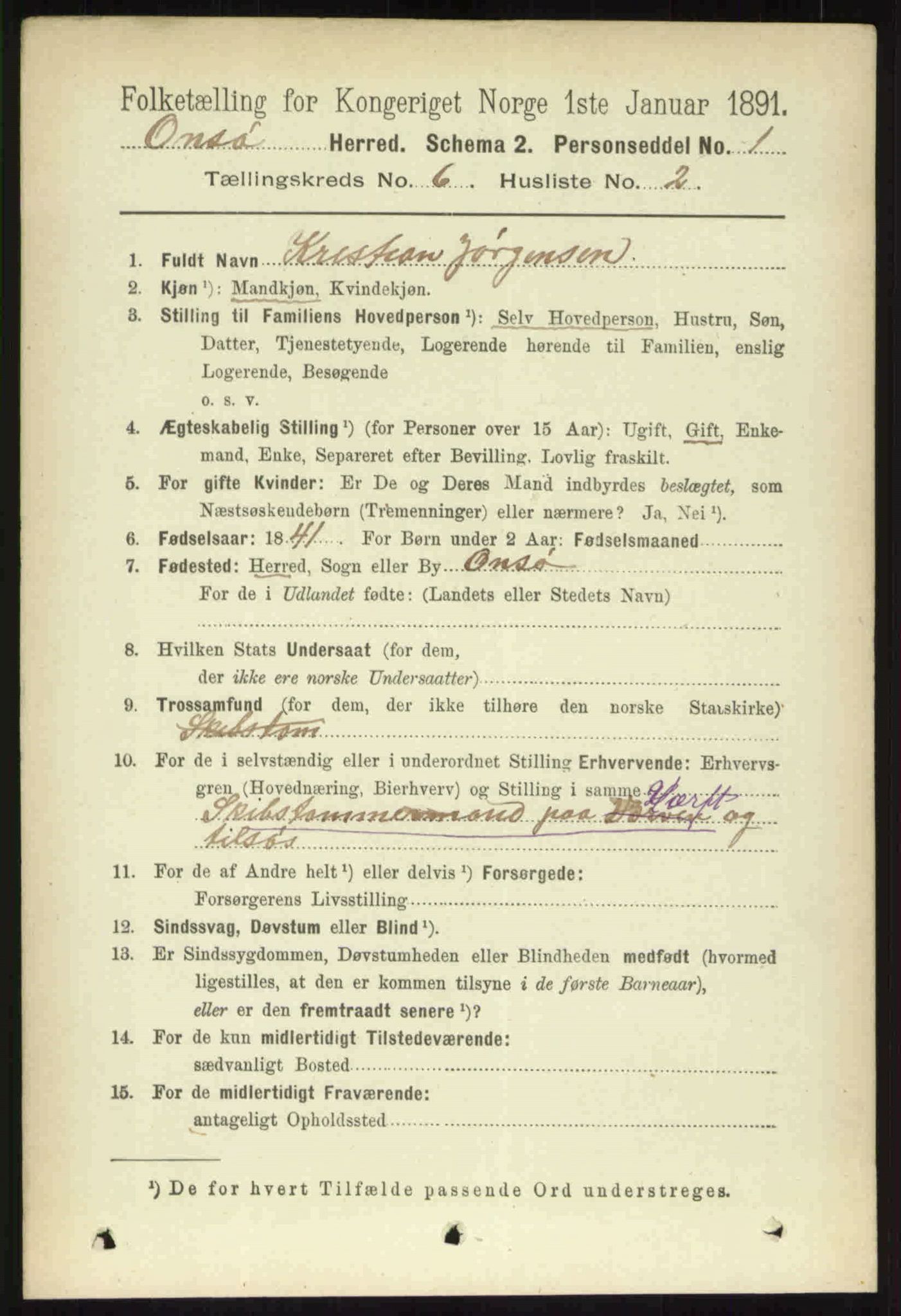 RA, 1891 census for 0134 Onsøy, 1891, p. 5067