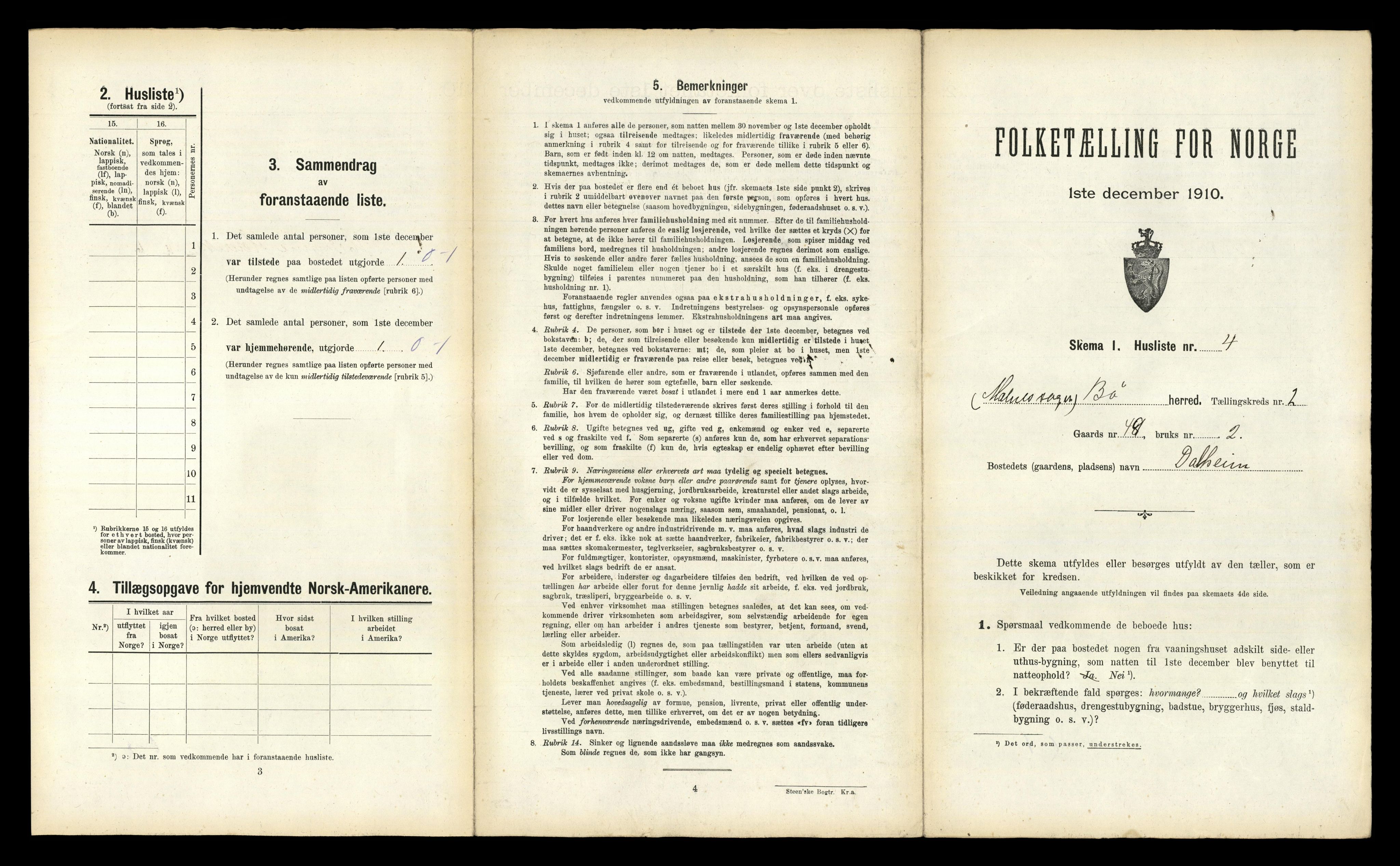 RA, 1910 census for Bø, 1910, p. 1147