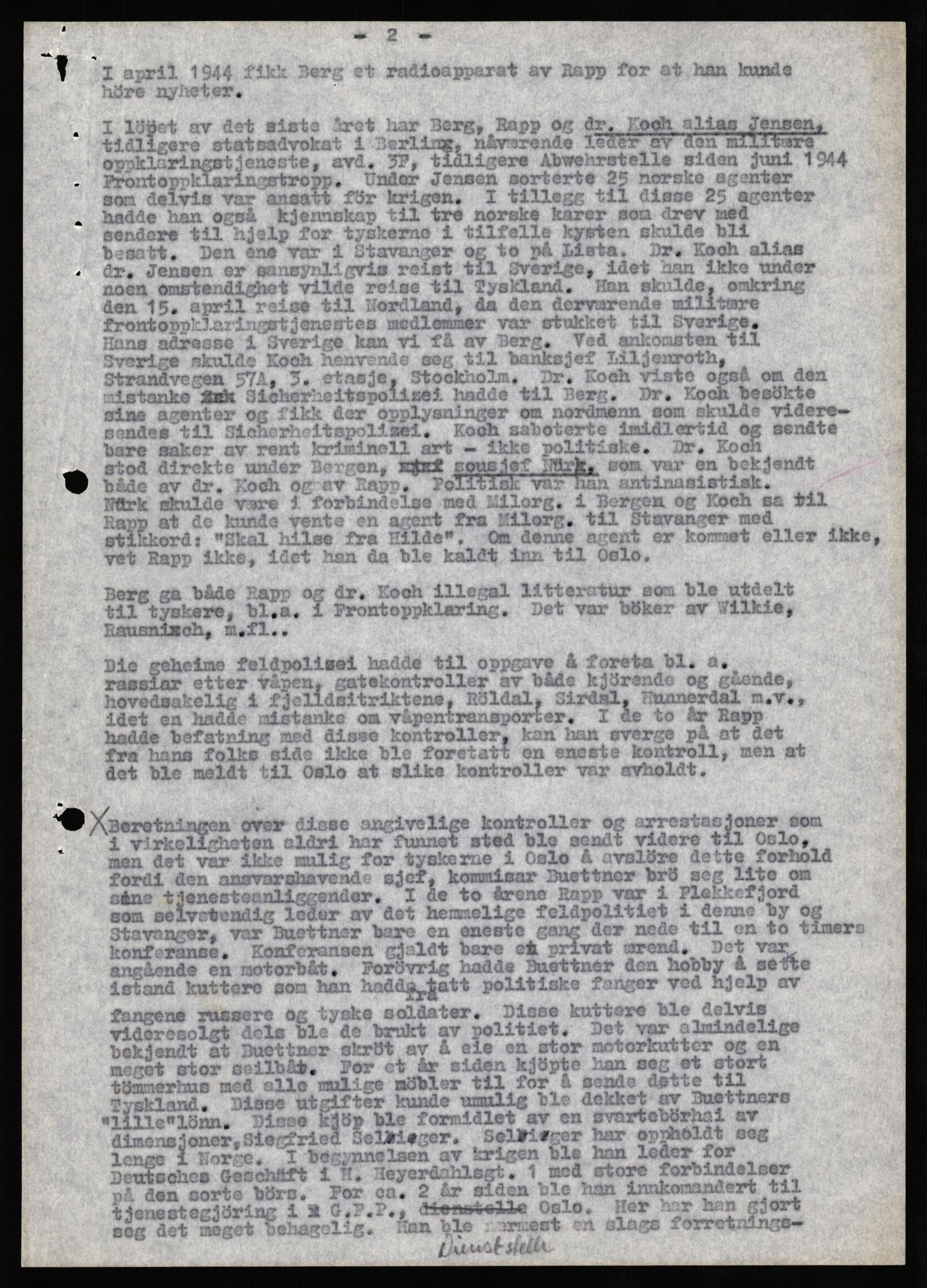 Forsvaret, Forsvarets overkommando II, AV/RA-RAFA-3915/D/Db/L0027: CI Questionaires. Tyske okkupasjonsstyrker i Norge. Tyskere., 1945-1946, p. 15