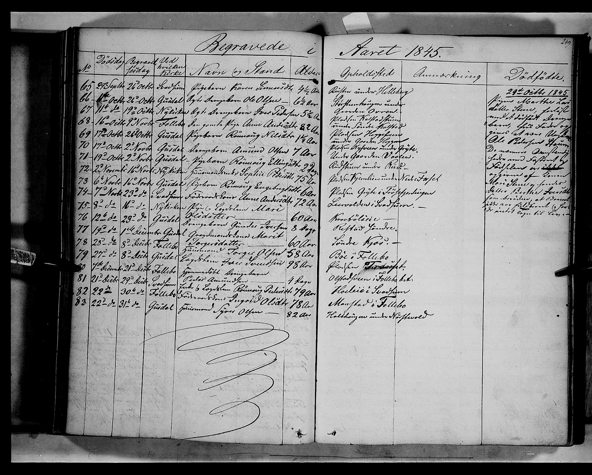 Gausdal prestekontor, SAH/PREST-090/H/Ha/Haa/L0007: Parish register (official) no. 7, 1840-1850, p. 249