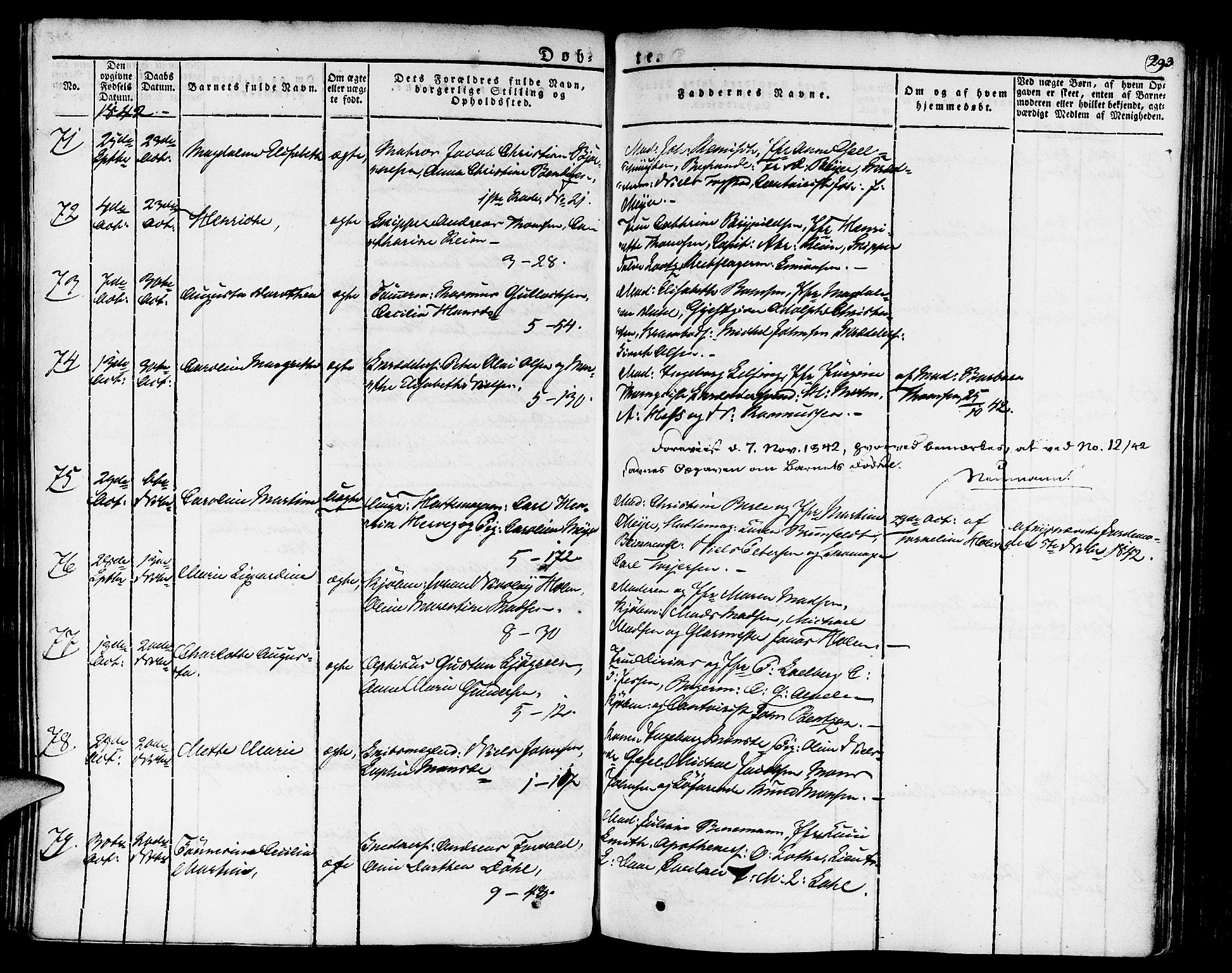 Nykirken Sokneprestembete, SAB/A-77101/H/Haa/L0012: Parish register (official) no. A 12, 1821-1844, p. 293