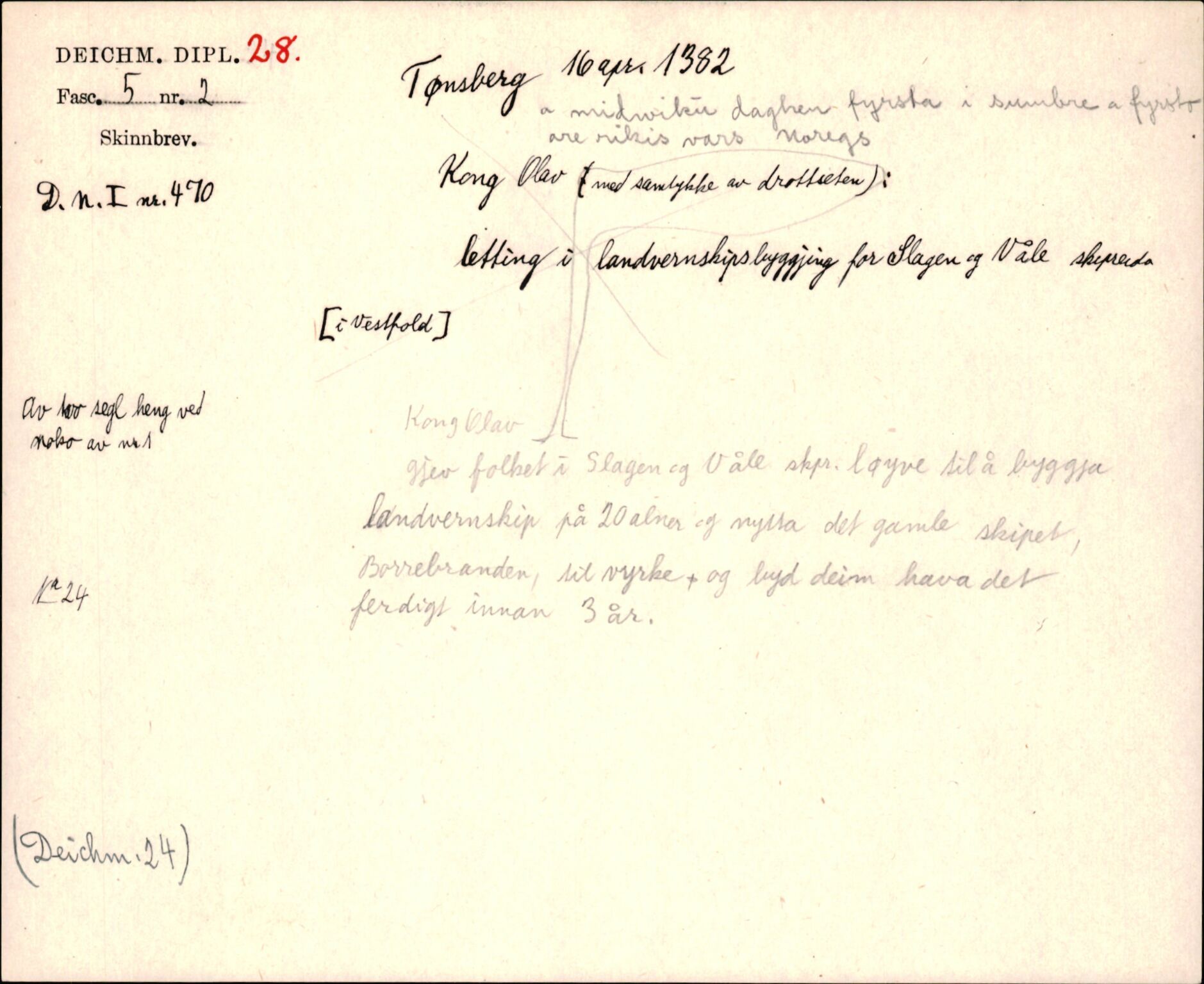 Riksarkivets diplomsamling, AV/RA-EA-5965/F35/F35j/L0001: Regestsedler: Deichmanske diplomer nr. 1-450, p. 61