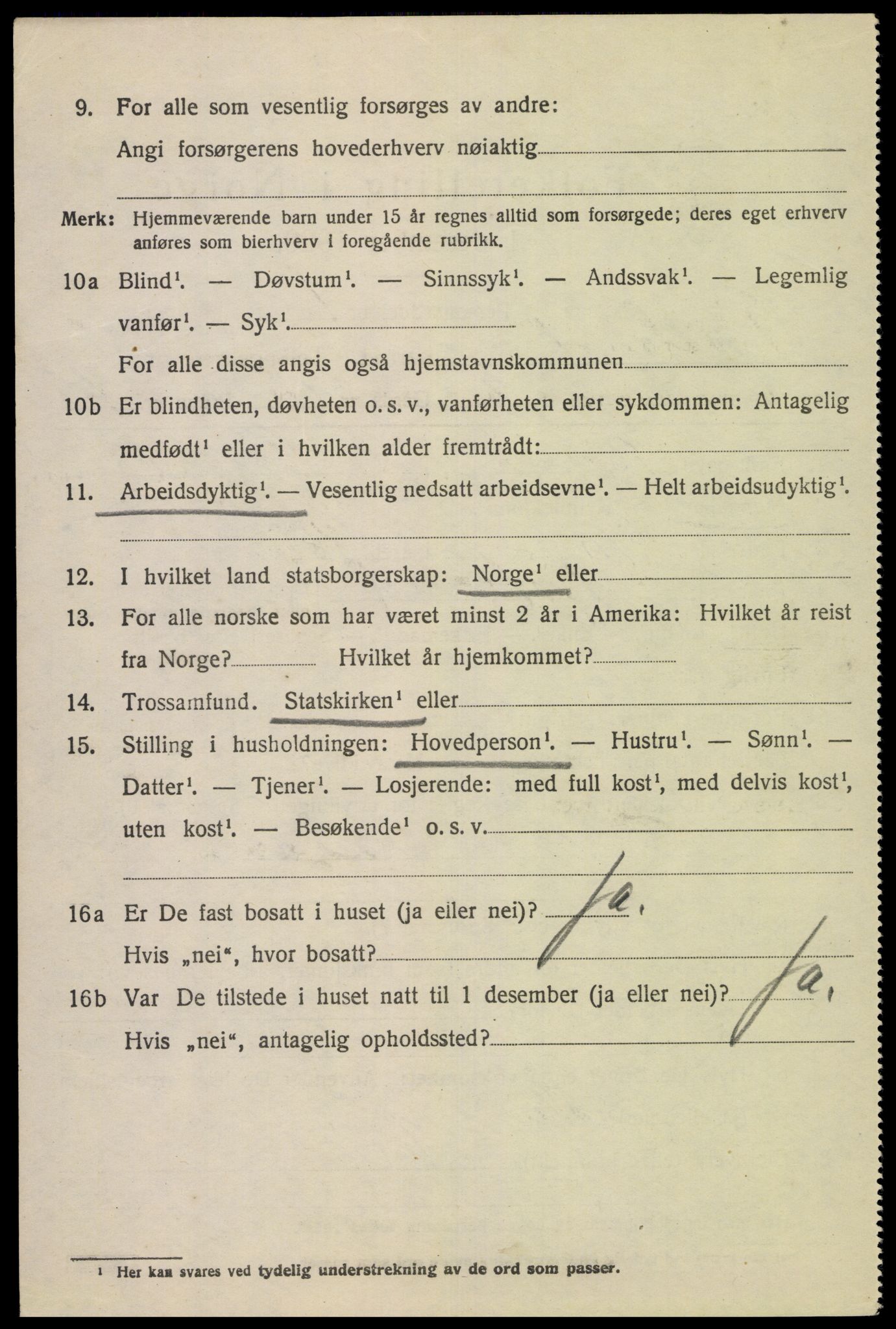 SAK, 1920 census for Fjotland, 1920, p. 955