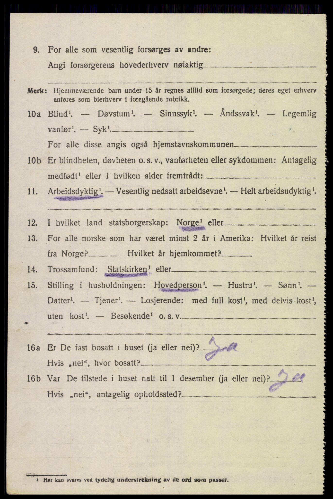 SAK, 1920 census for Spangereid, 1920, p. 3664