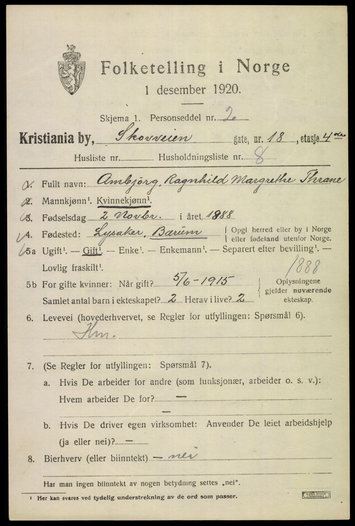 SAO, 1920 census for Kristiania, 1920, p. 516563