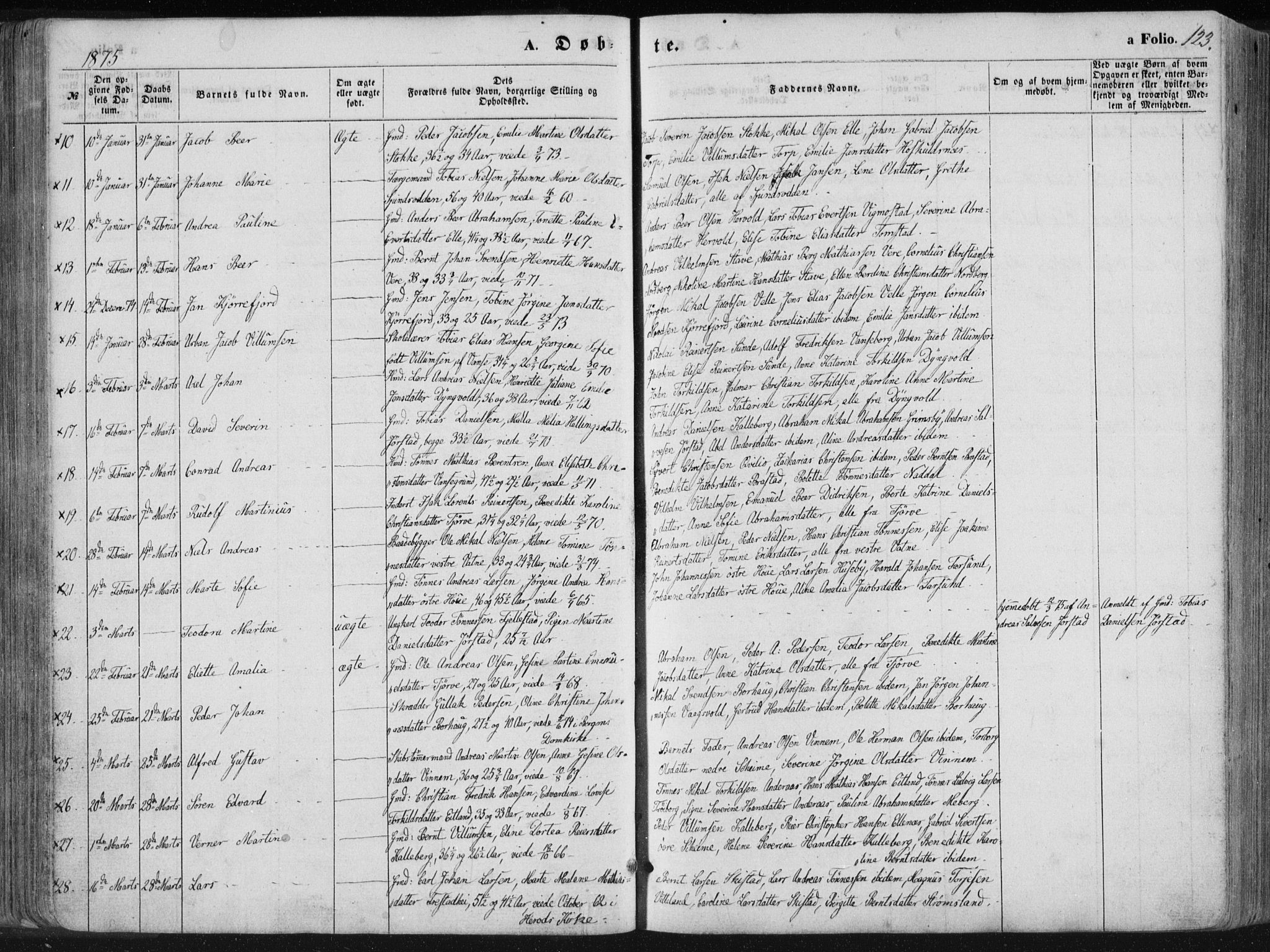 Lista sokneprestkontor, AV/SAK-1111-0027/F/Fa/L0011: Parish register (official) no. A 11, 1861-1878, p. 123