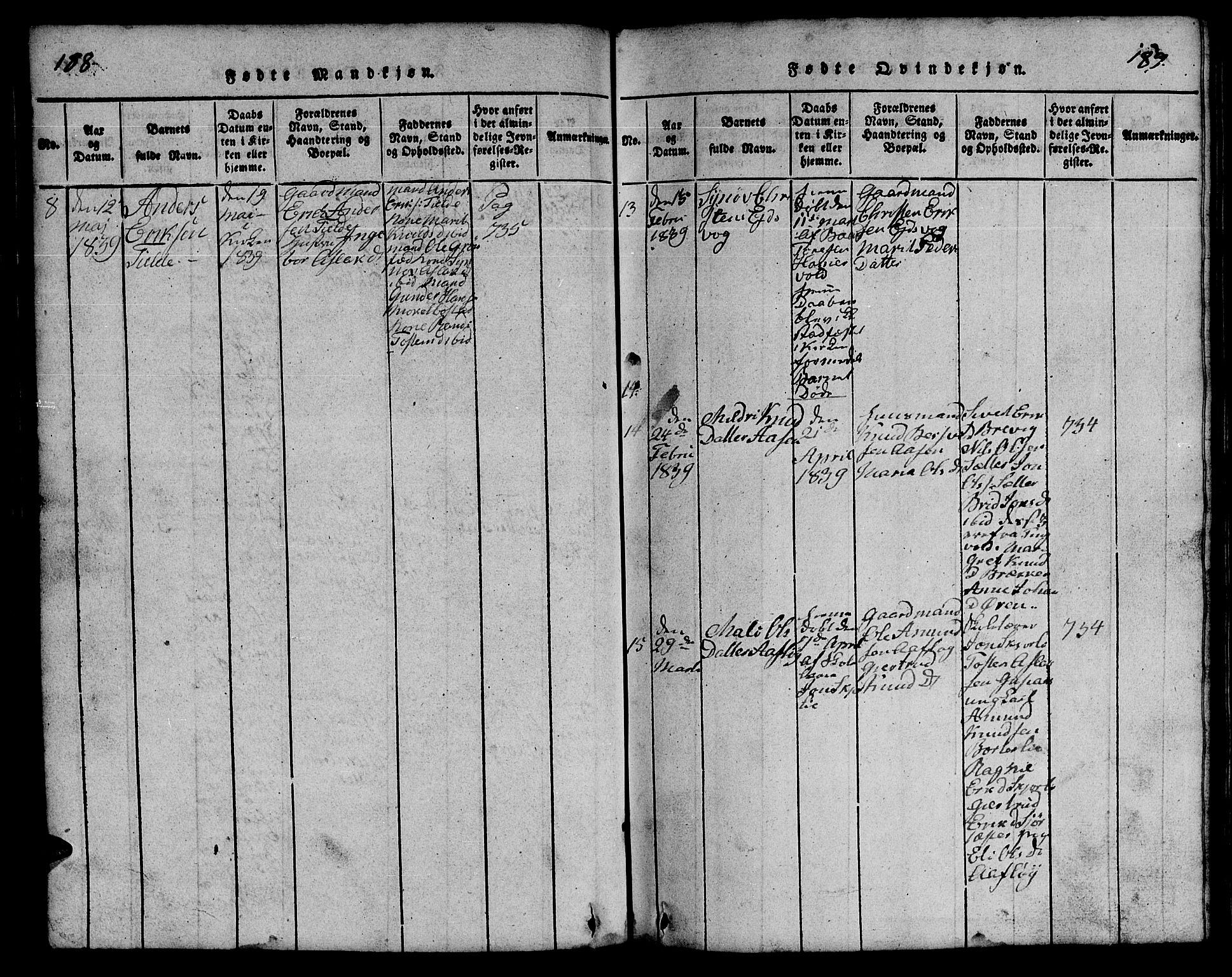 Ministerialprotokoller, klokkerbøker og fødselsregistre - Møre og Romsdal, AV/SAT-A-1454/551/L0629: Parish register (copy) no. 551C01, 1818-1839, p. 188-189