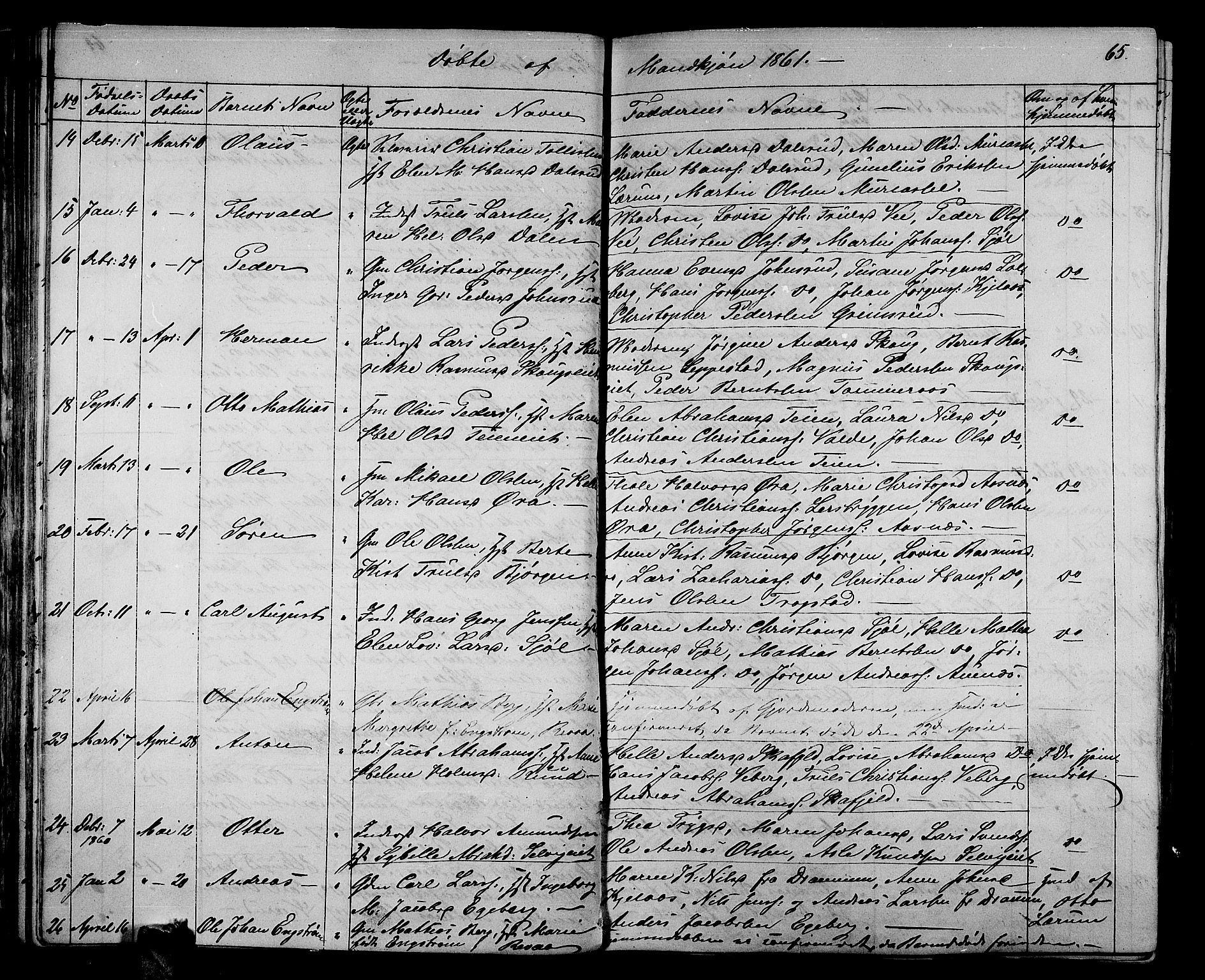 Sande Kirkebøker, AV/SAKO-A-53/G/Ga/L0002: Parish register (copy) no. 2, 1847-1863, p. 65