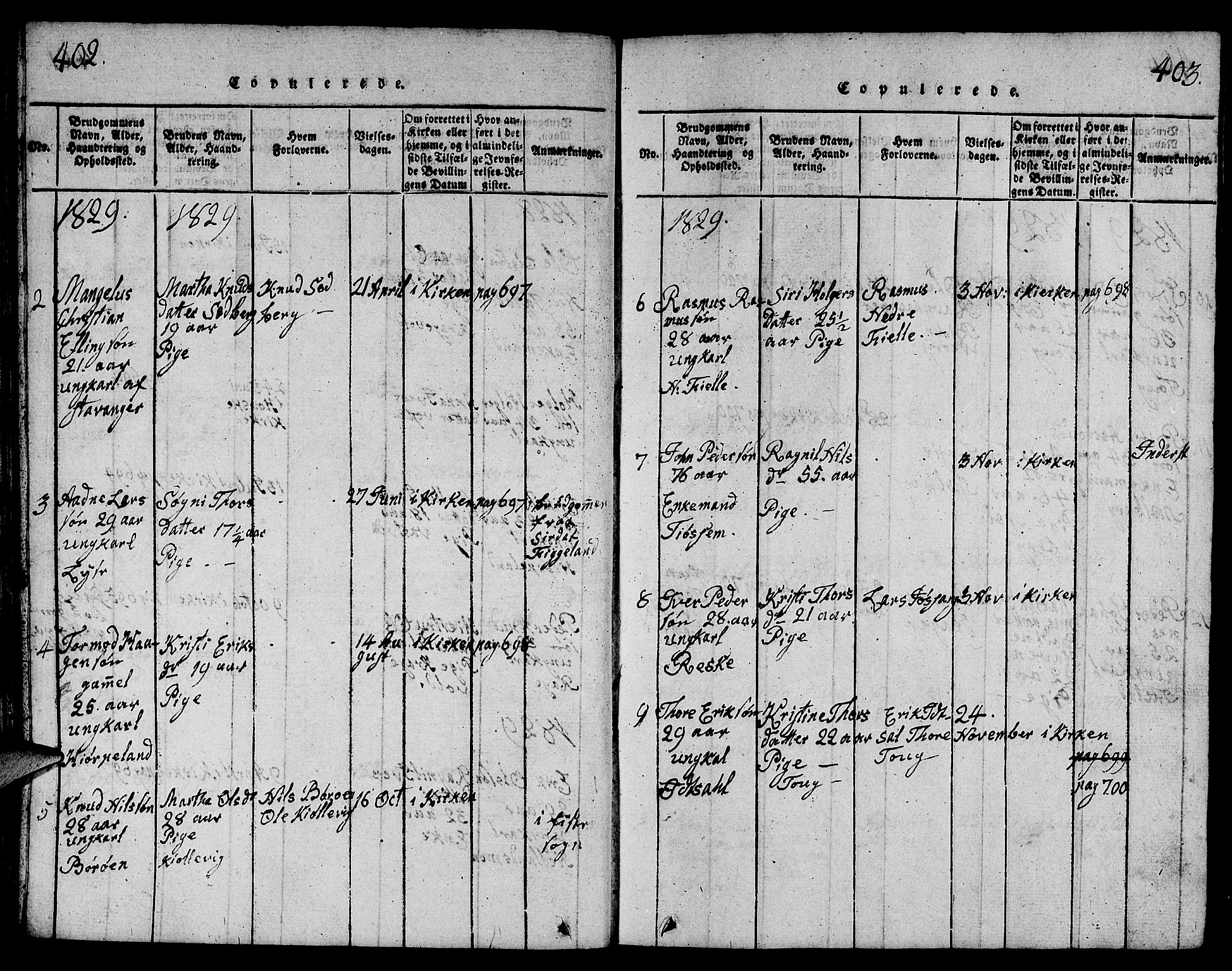 Strand sokneprestkontor, SAST/A-101828/H/Ha/Hab/L0001: Parish register (copy) no. B 1, 1816-1854, p. 402-403