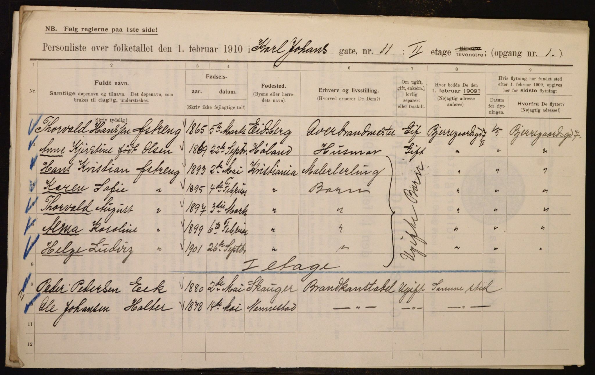 OBA, Municipal Census 1910 for Kristiania, 1910, p. 47343