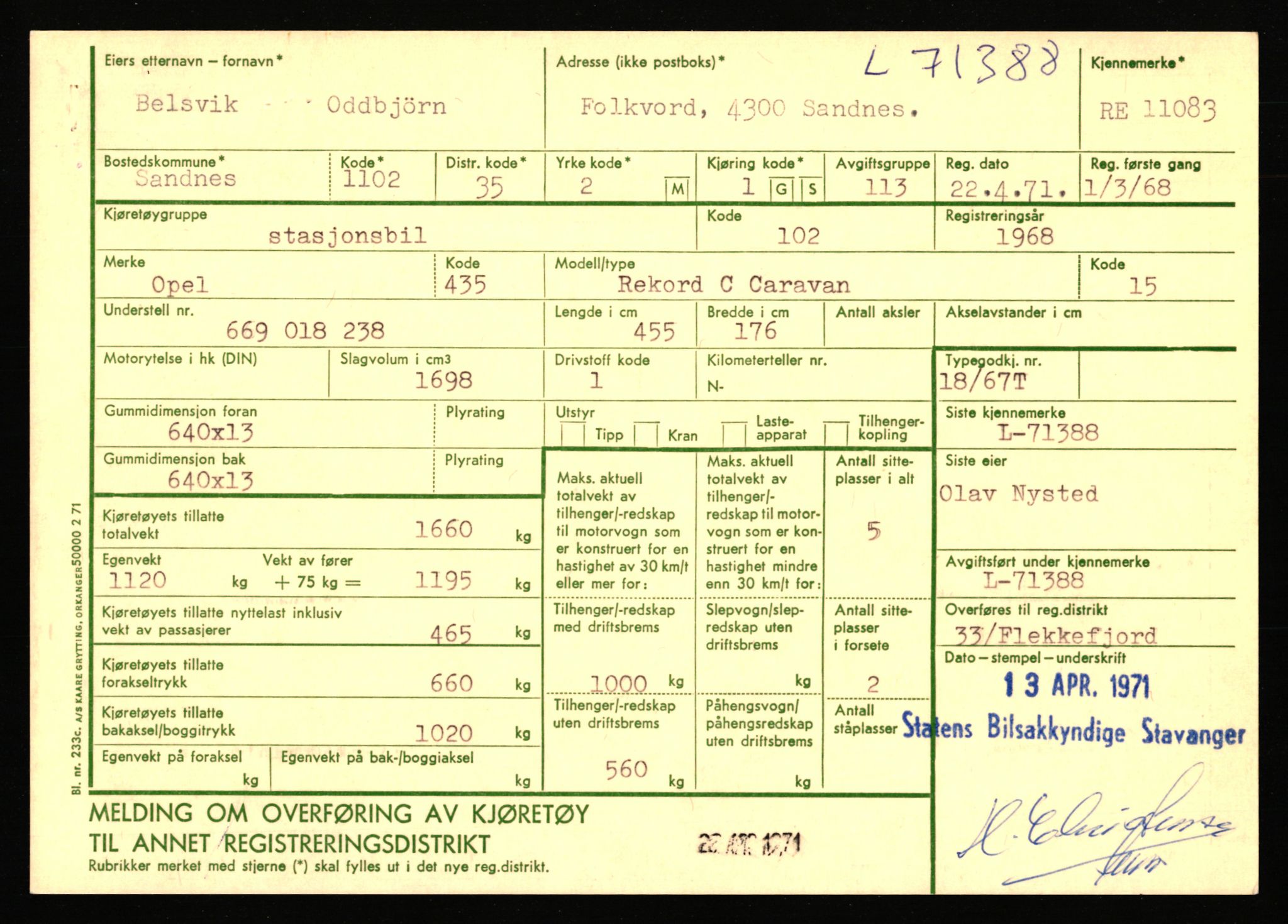 Stavanger trafikkstasjon, AV/SAST-A-101942/0/F/L0066: L-68000 - L-71599, 1930-1971, p. 2271