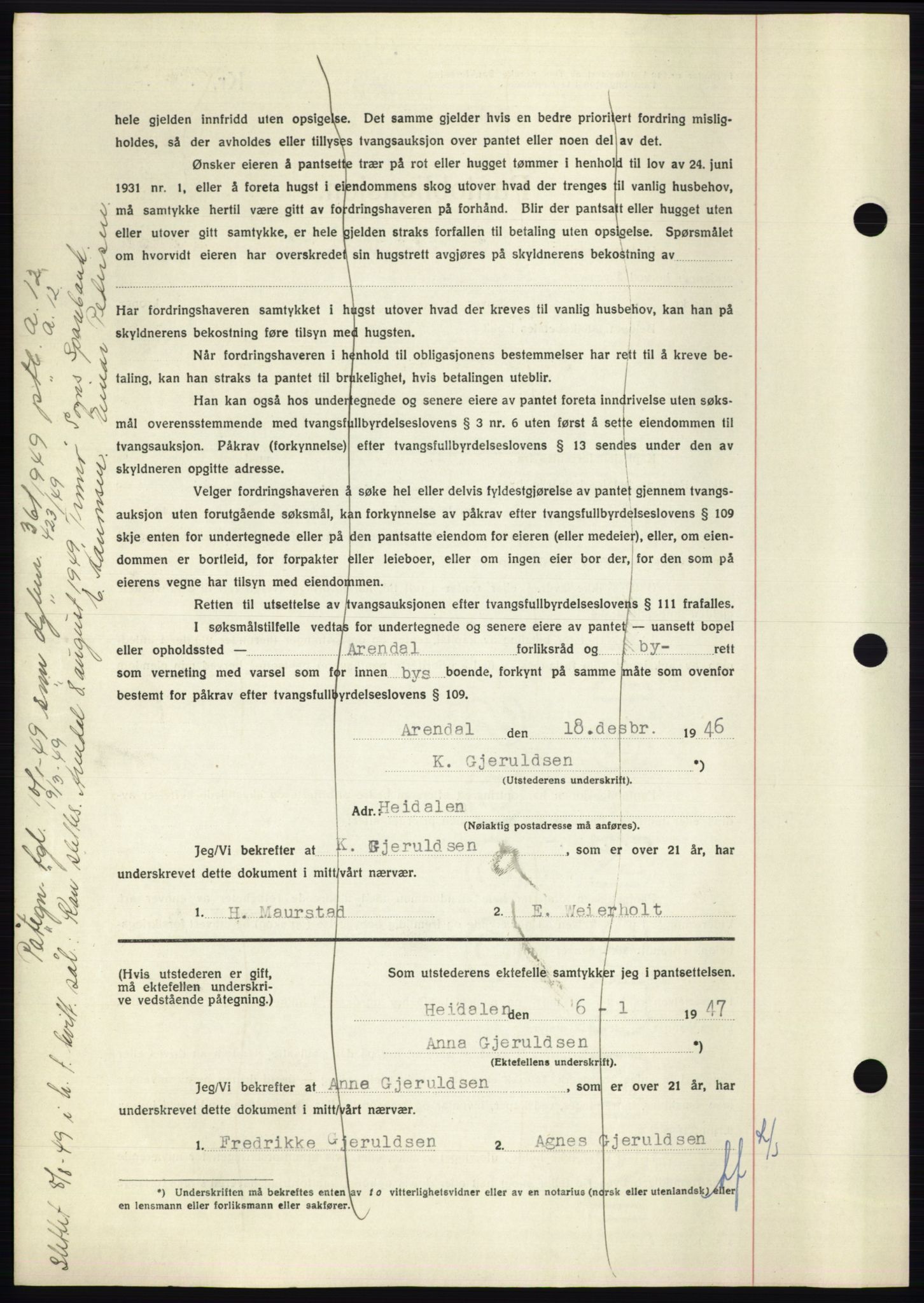 Nedenes sorenskriveri, AV/SAK-1221-0006/G/Gb/Gbb/L0004: Mortgage book no. B4, 1947-1947, Diary no: : 25/1947