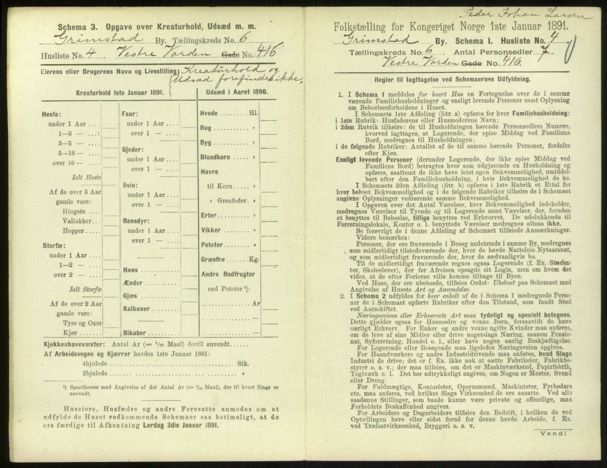 RA, 1891 census for 0904 Grimstad, 1891, p. 716