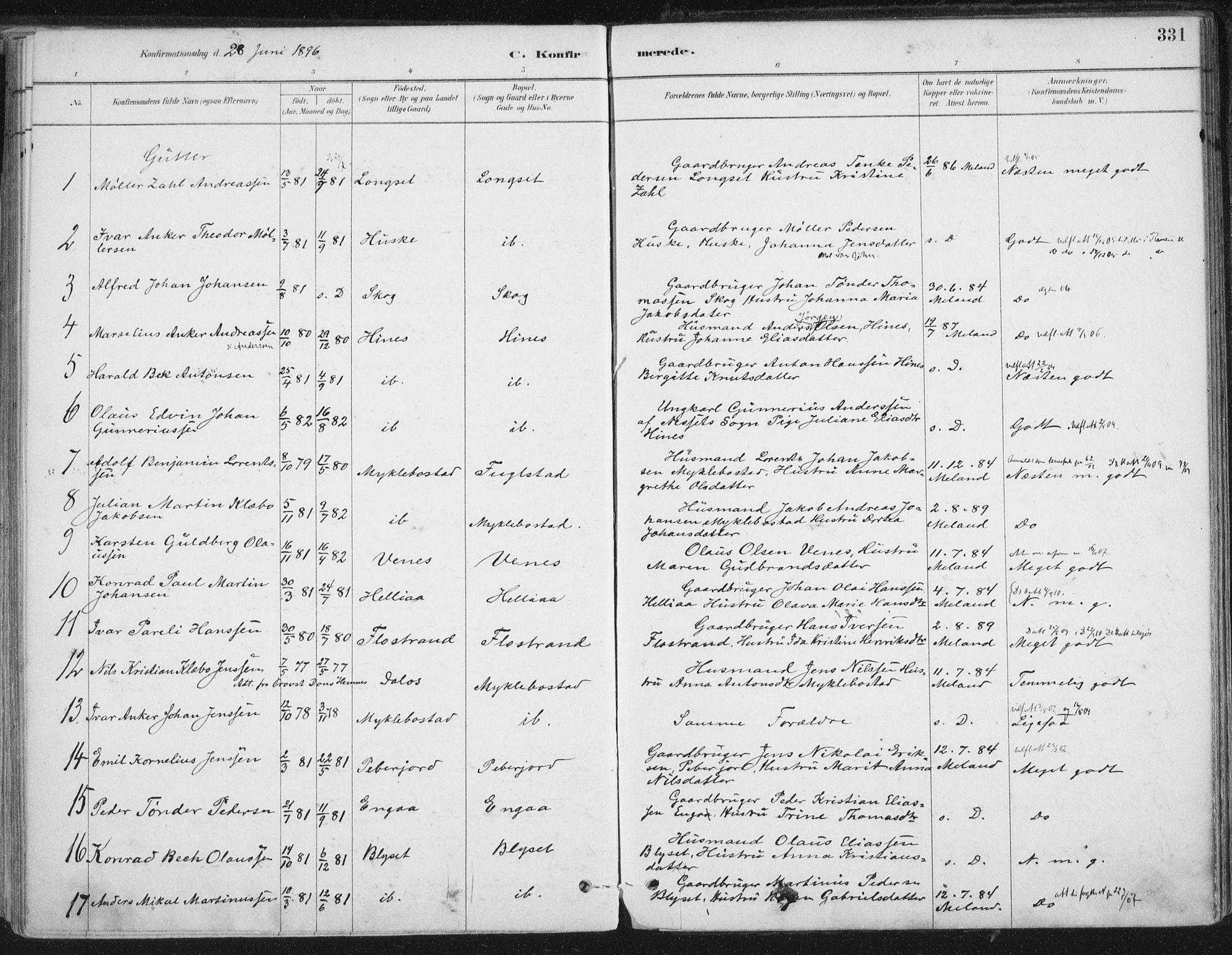 Ministerialprotokoller, klokkerbøker og fødselsregistre - Nordland, AV/SAT-A-1459/838/L0552: Parish register (official) no. 838A10, 1880-1910, p. 331