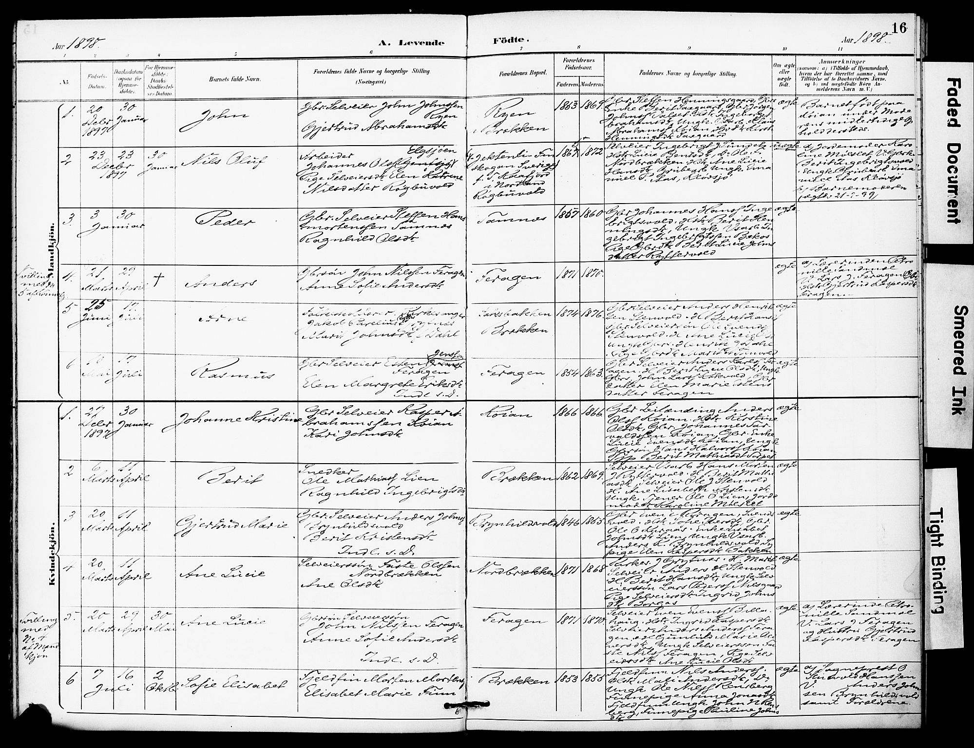 Ministerialprotokoller, klokkerbøker og fødselsregistre - Sør-Trøndelag, SAT/A-1456/683/L0948: Parish register (official) no. 683A01, 1891-1902, p. 16