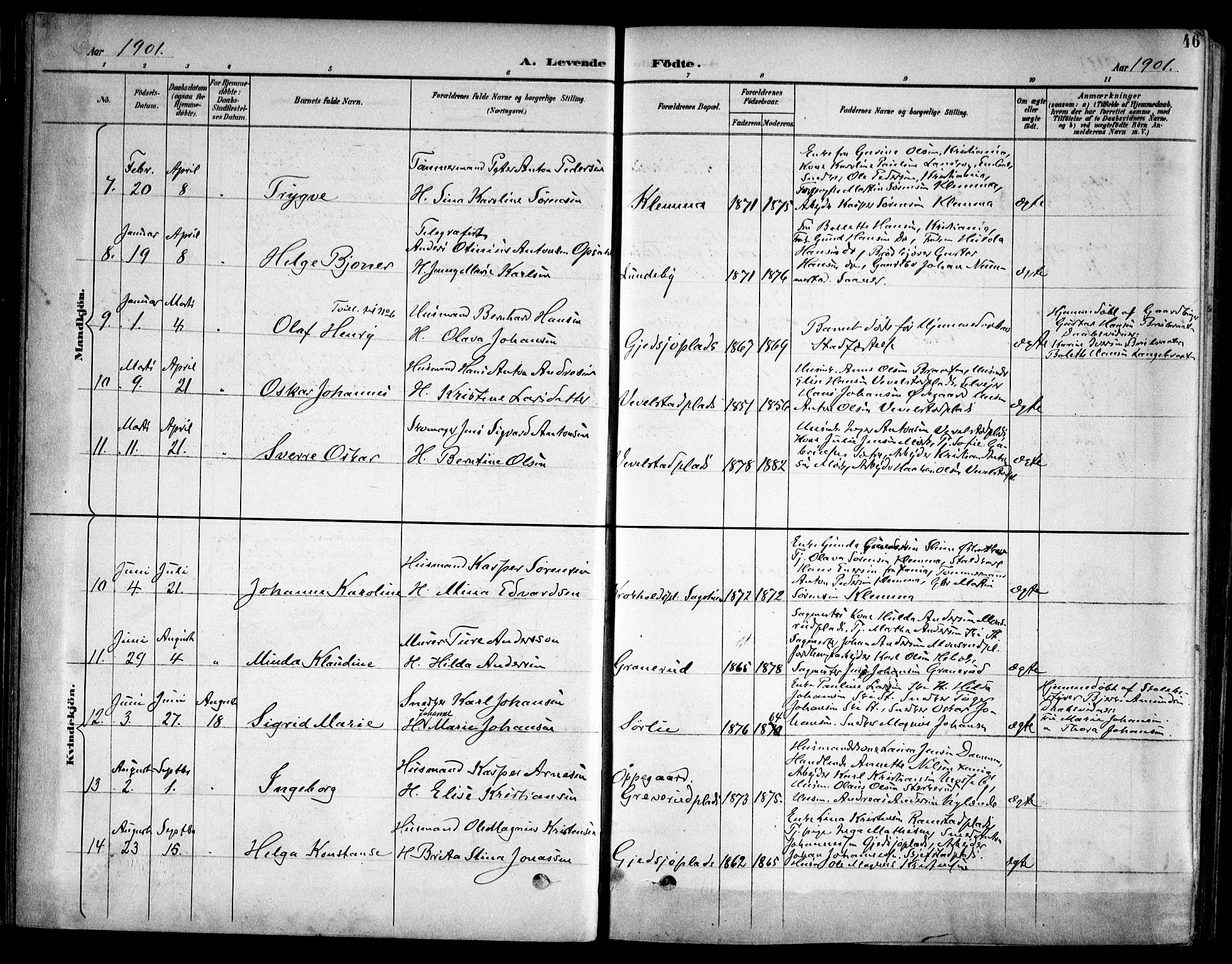 Kråkstad prestekontor Kirkebøker, AV/SAO-A-10125a/F/Fb/L0002: Parish register (official) no. II 2, 1893-1917, p. 46