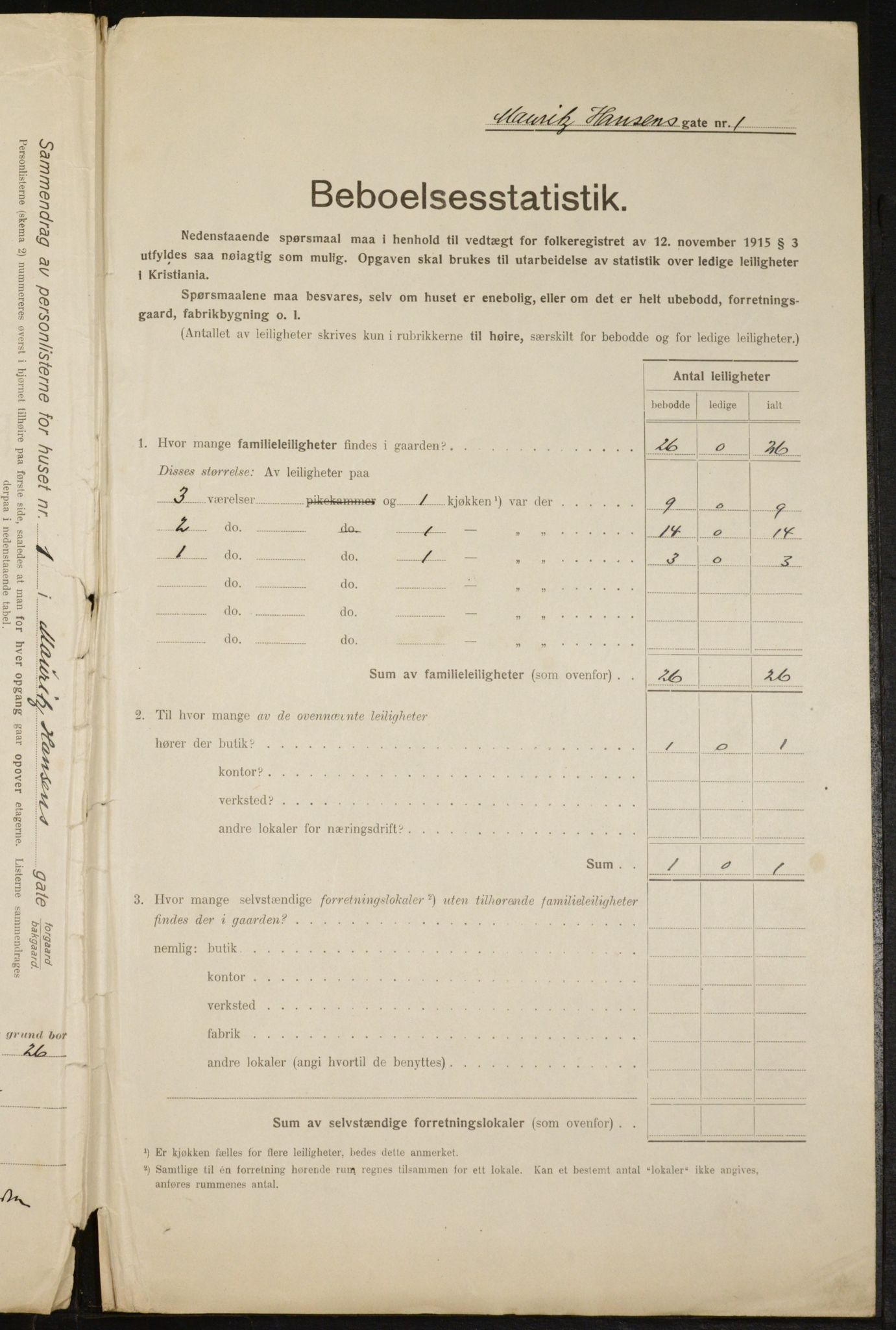 OBA, Municipal Census 1916 for Kristiania, 1916, p. 66498