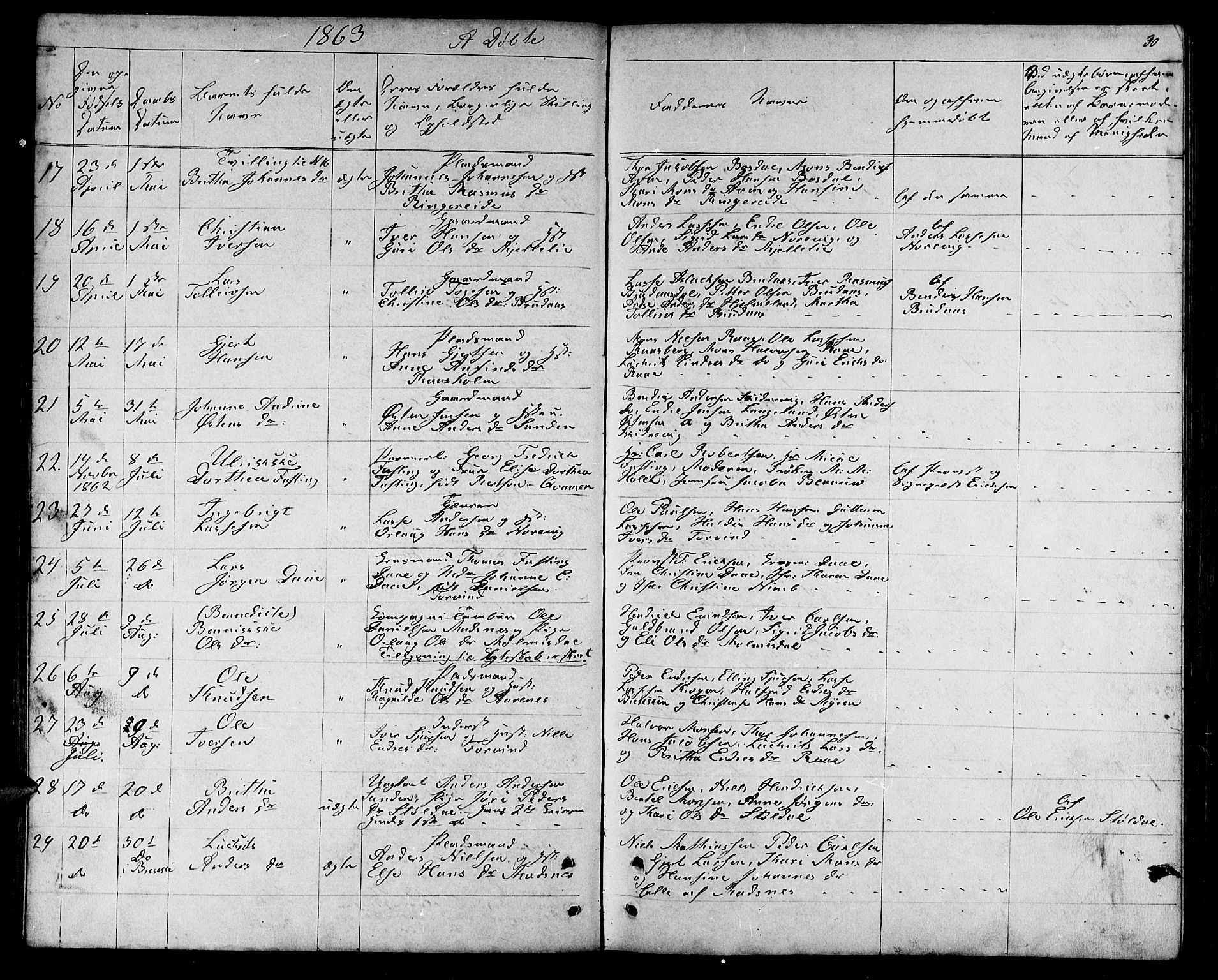 Lavik sokneprestembete, SAB/A-80901: Parish register (copy) no. A 1, 1854-1881, p. 30