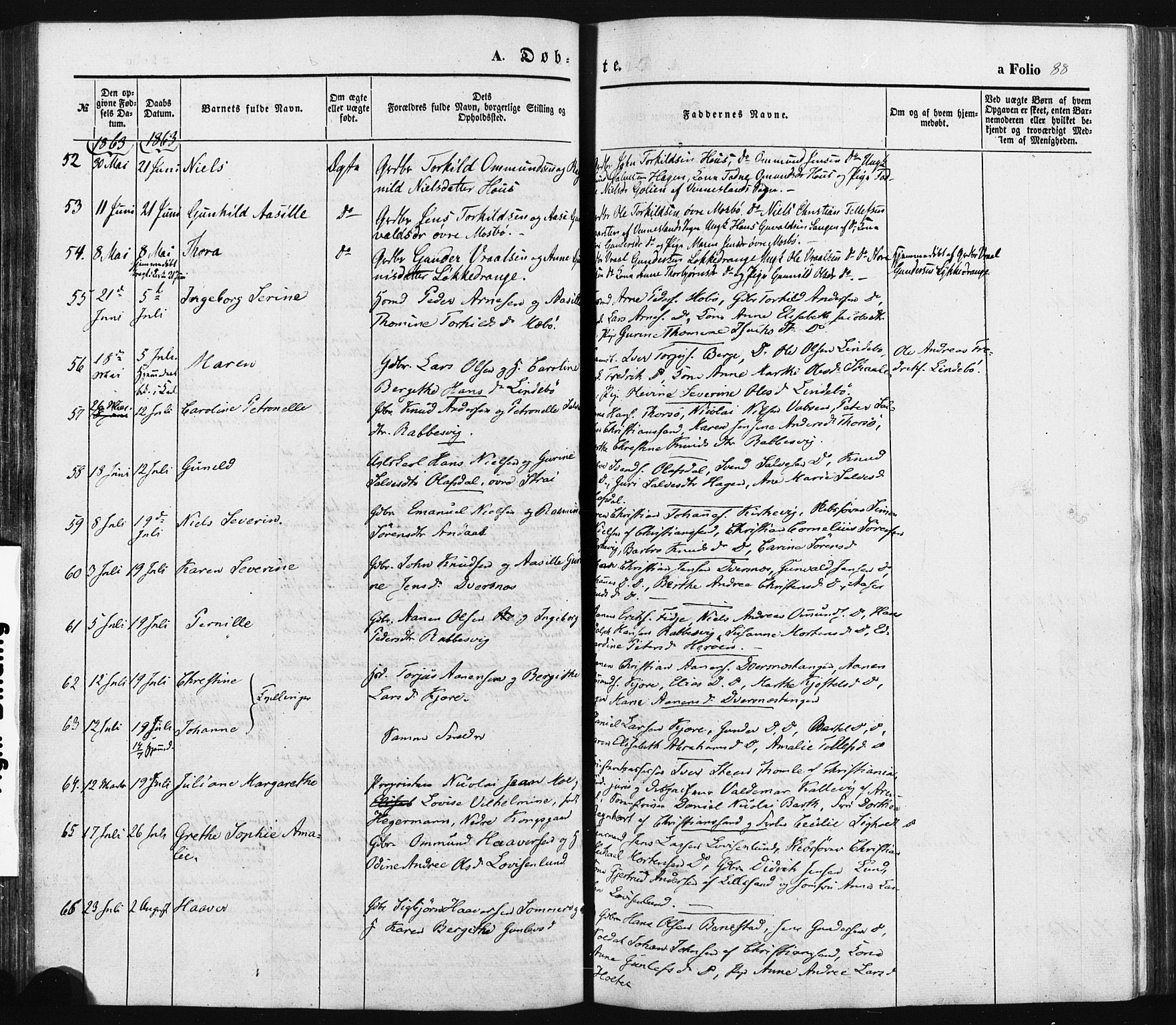 Oddernes sokneprestkontor, SAK/1111-0033/F/Fa/Faa/L0007: Parish register (official) no. A 7, 1851-1863, p. 88