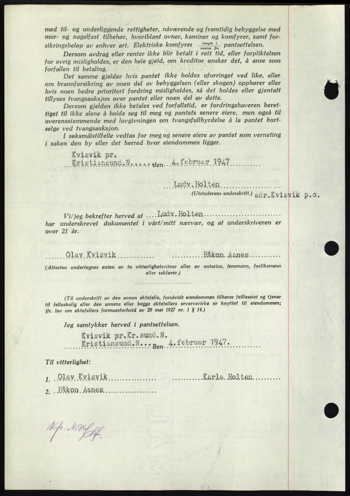 Nordmøre sorenskriveri, AV/SAT-A-4132/1/2/2Ca: Mortgage book no. B95, 1946-1947, Diary no: : 382/1947