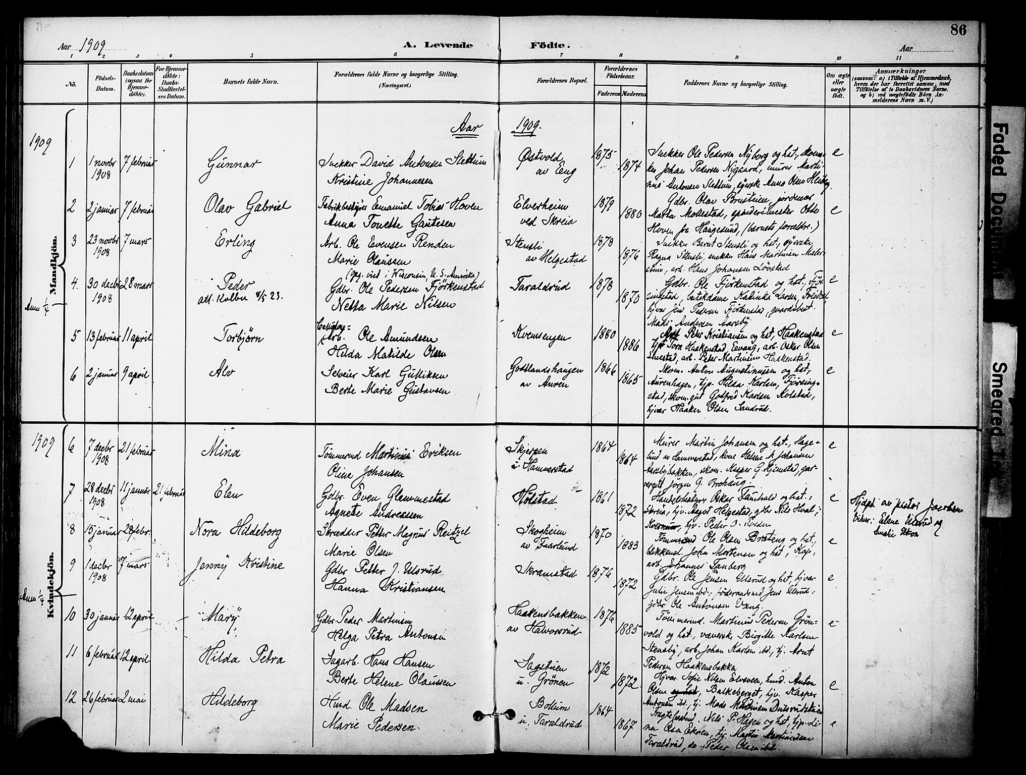 Østre Toten prestekontor, AV/SAH-PREST-104/H/Ha/Haa/L0009: Parish register (official) no. 9, 1897-1913, p. 86