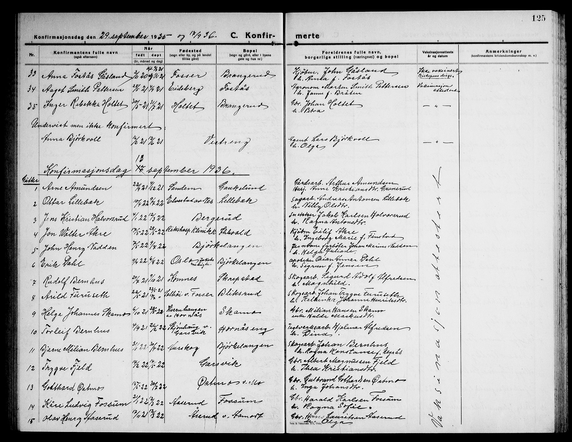Høland prestekontor Kirkebøker, SAO/A-10346a/G/Ga/L0009: Parish register (copy) no. I 9, 1930-1951, p. 125
