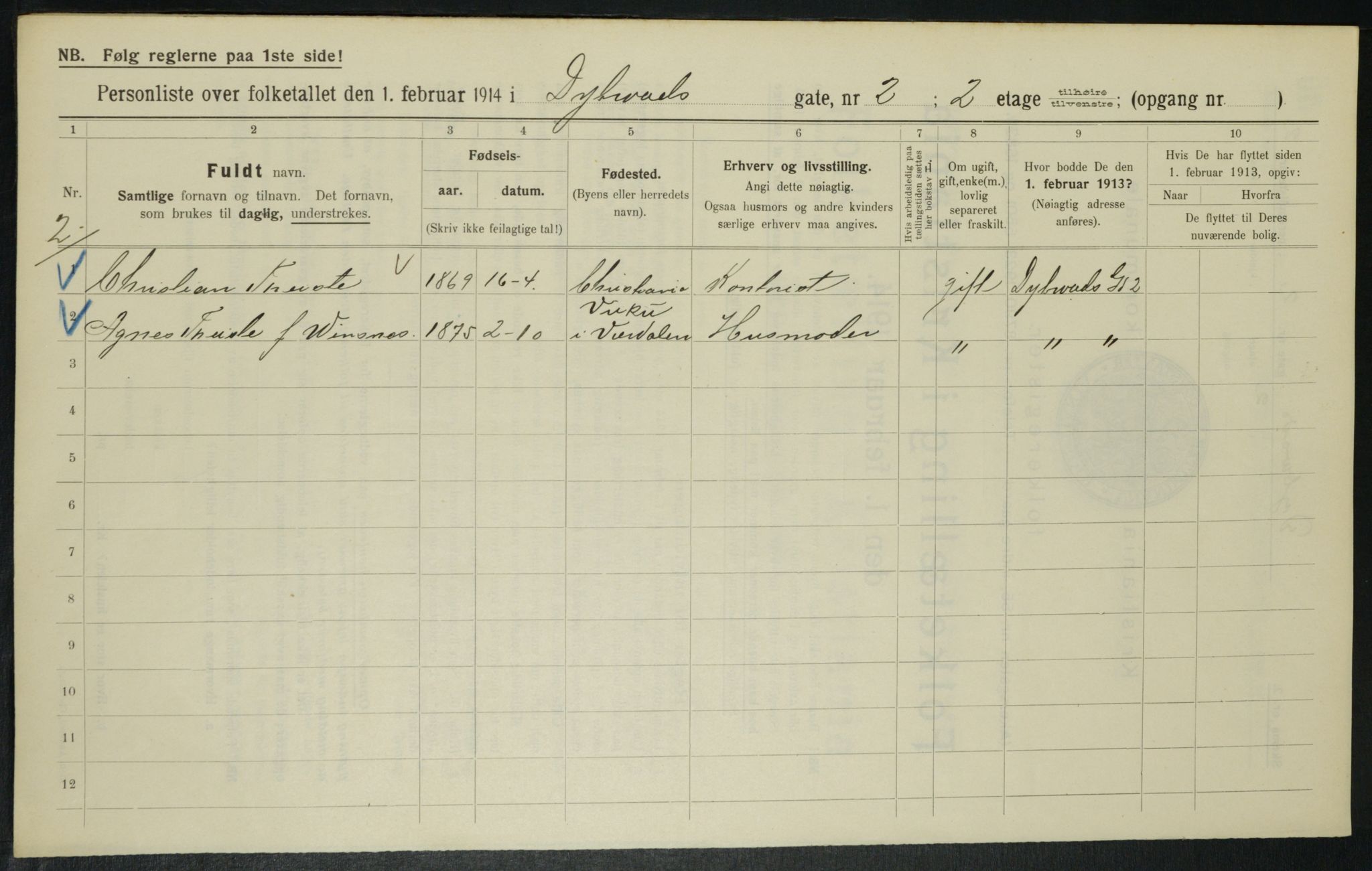 OBA, Municipal Census 1914 for Kristiania, 1914, p. 17648