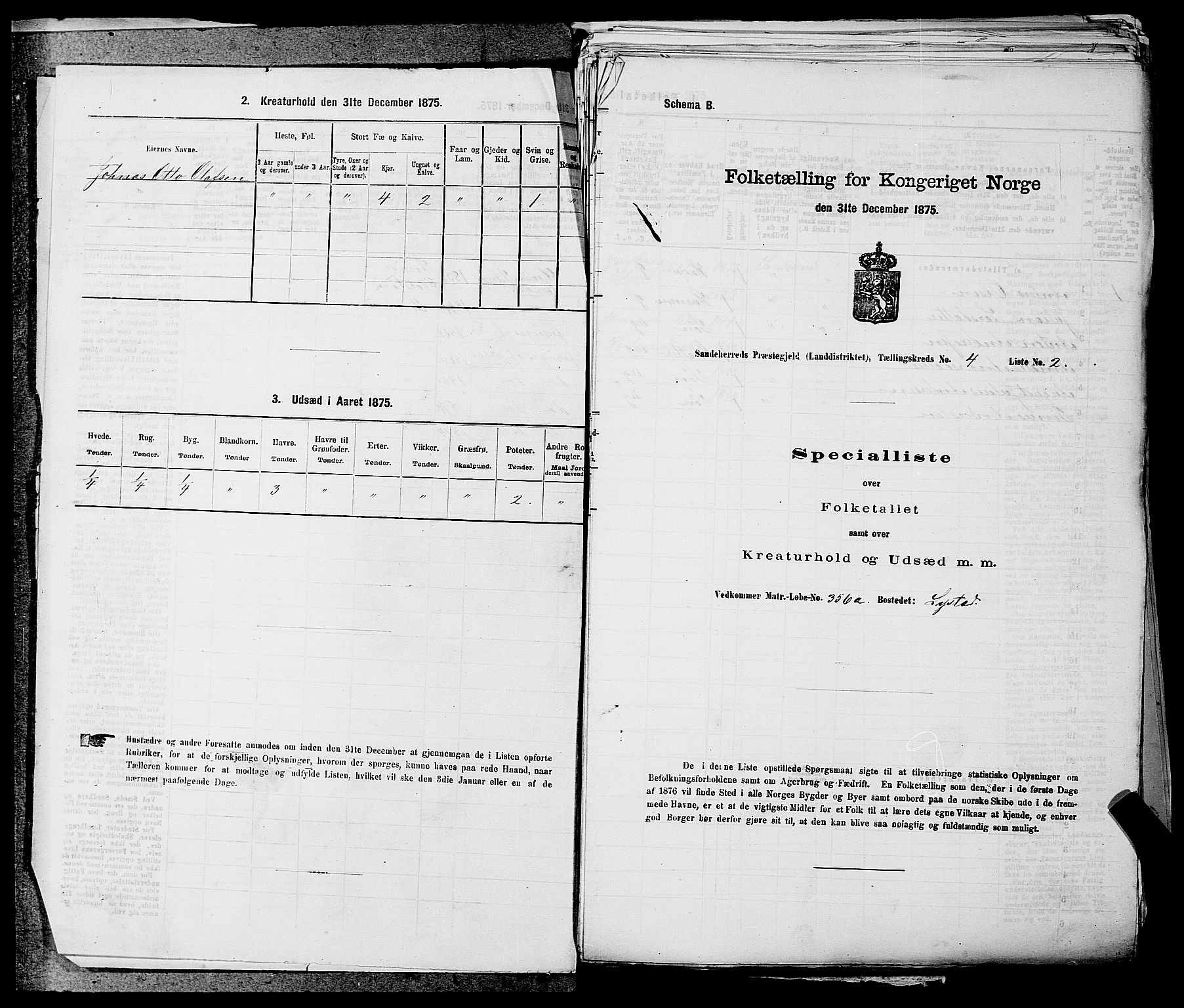 SAKO, 1875 census for 0724L Sandeherred/Sandeherred, 1875, p. 921