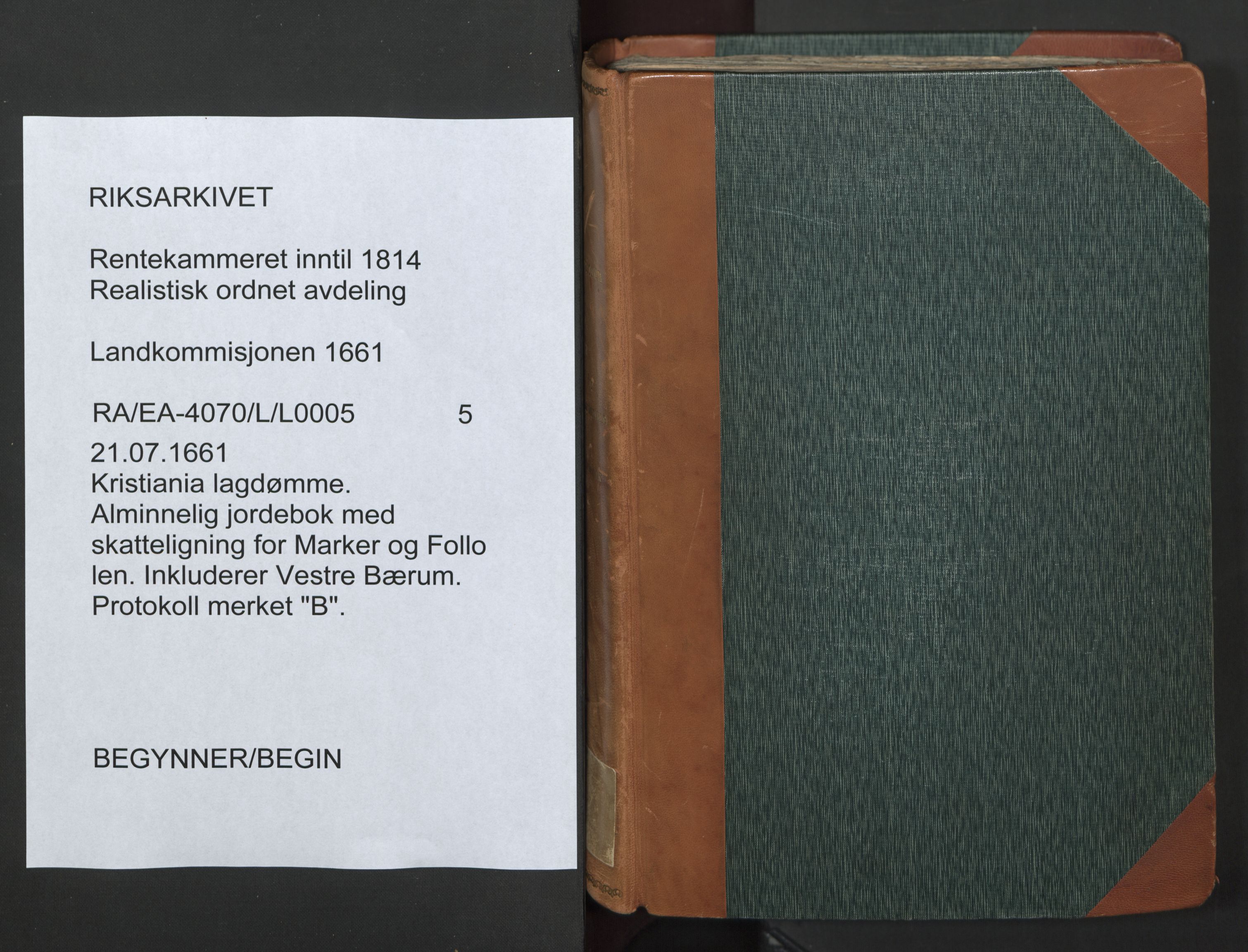 Rentekammeret inntil 1814, Realistisk ordnet avdeling, AV/RA-EA-4070/L/L0005: Kristiania lagdømme. Alminnelig jordebok med skatteligning for Marker og Follo len., 1661