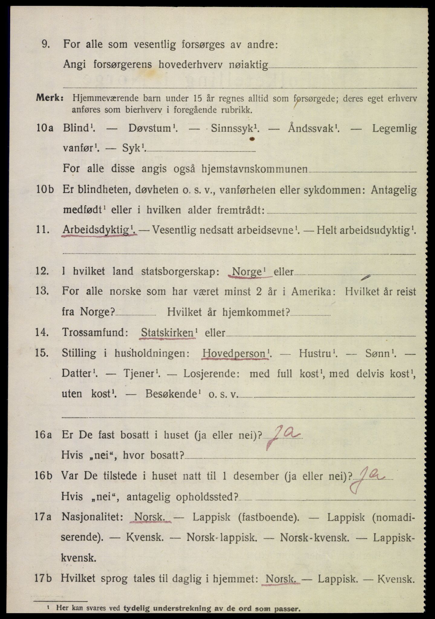 SAT, 1920 census for Nordfold, 1920, p. 2514