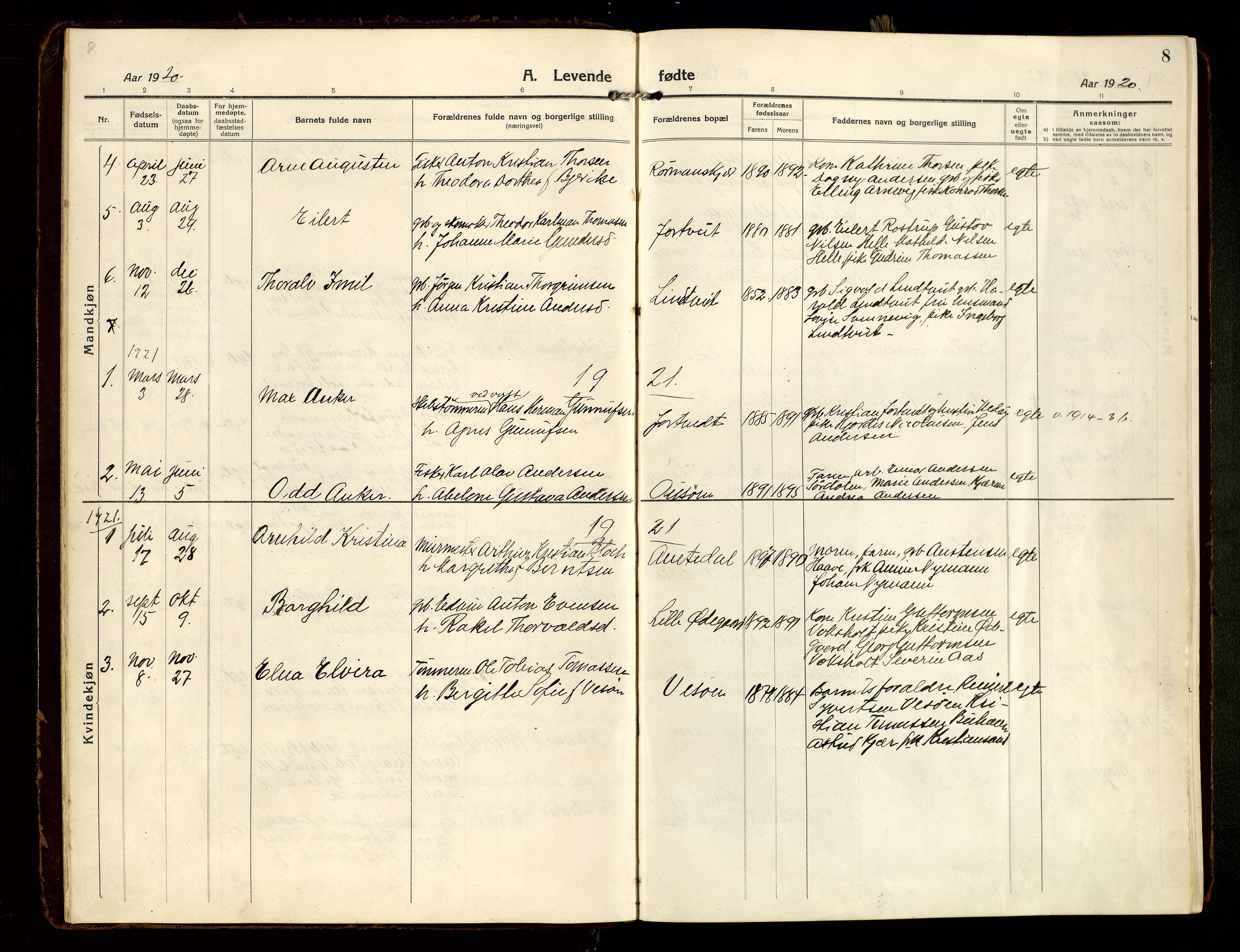 Hommedal sokneprestkontor, AV/SAK-1111-0023/F/Fa/Faa/L0004: Parish register (official) no. A 4, 1916-1945, p. 8