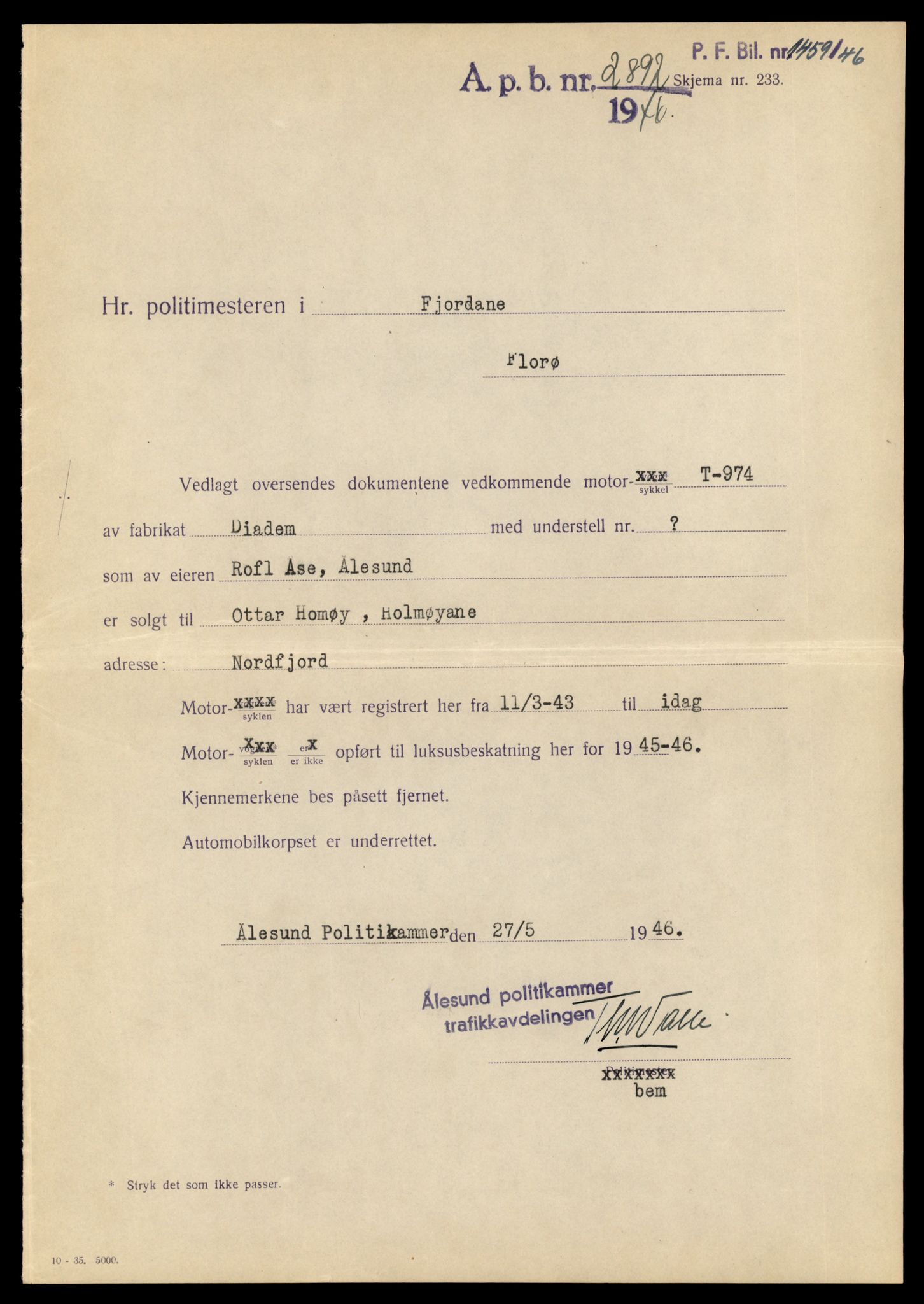 Møre og Romsdal vegkontor - Ålesund trafikkstasjon, AV/SAT-A-4099/F/Fe/L0026: Registreringskort for kjøretøy T 11046 - T 11160, 1927-1998, p. 1203