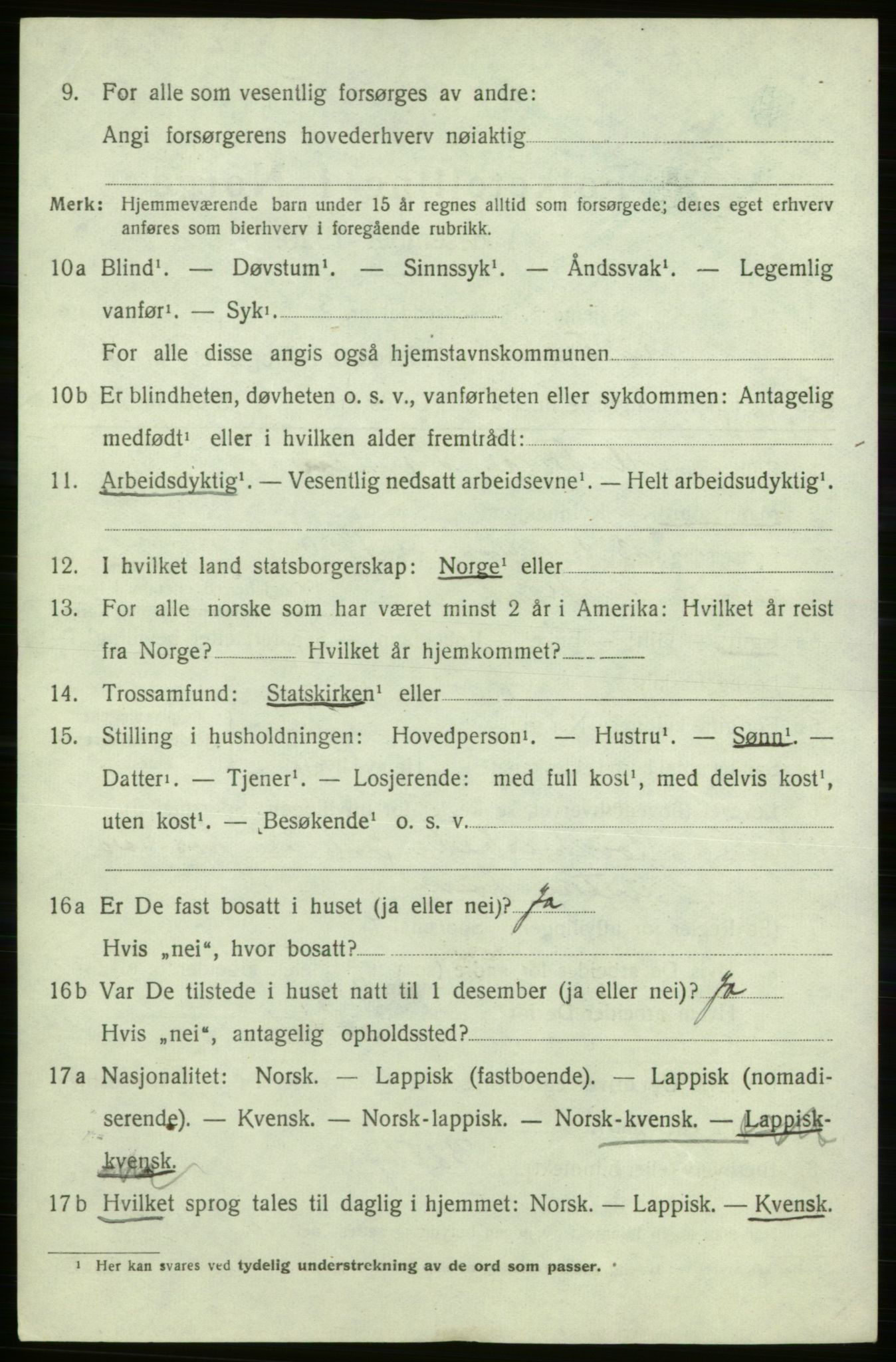 SATØ, 1920 census for Kistrand, 1920, p. 4239