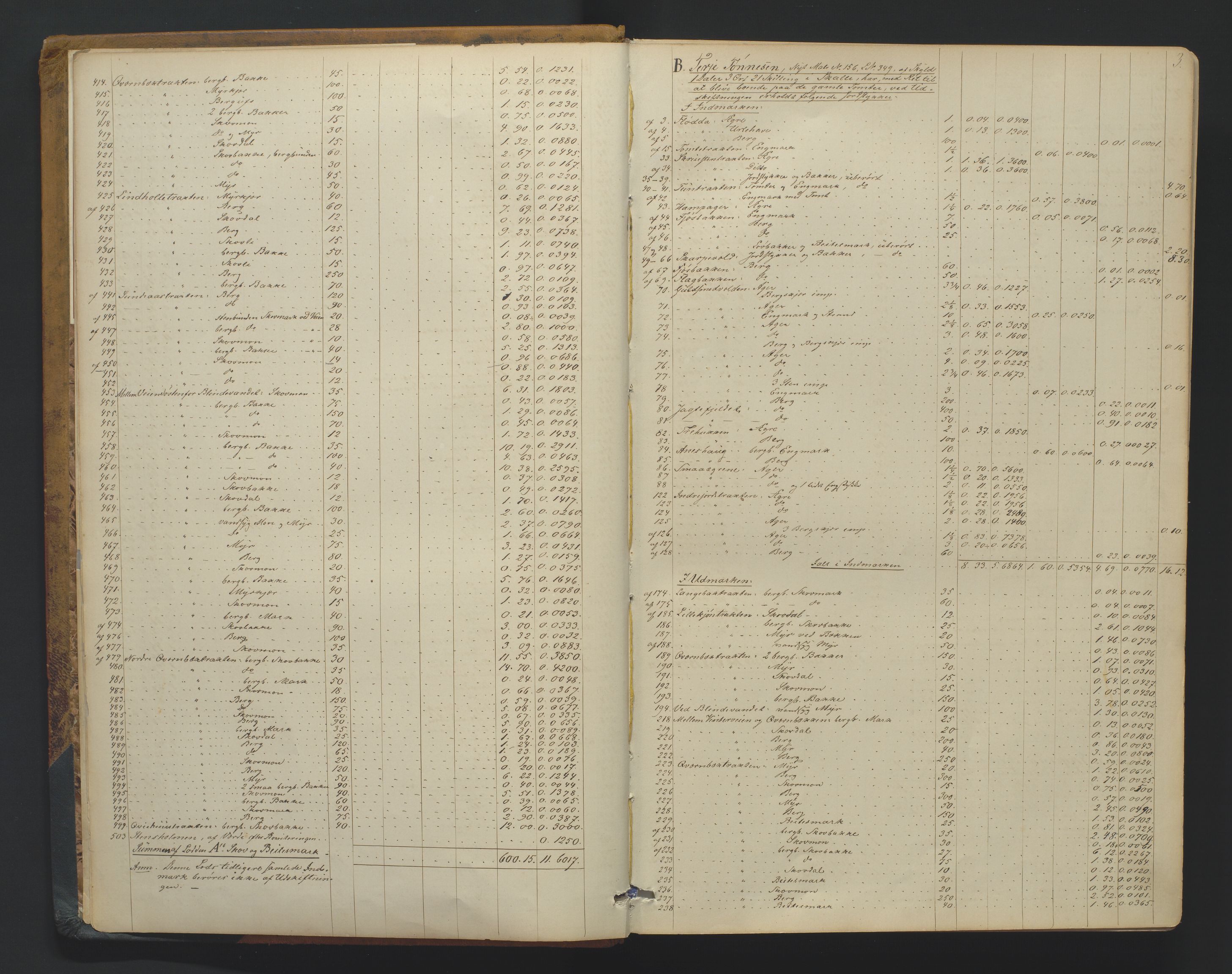 Utskiftningsformannen i Nedenes amt, AV/SAK-1541-0002/F/Fa/Faa/L0006: Utskiftningsprotokoll med gårdsregister, Nedenes amt nr 6, 1868-1873, p. 3