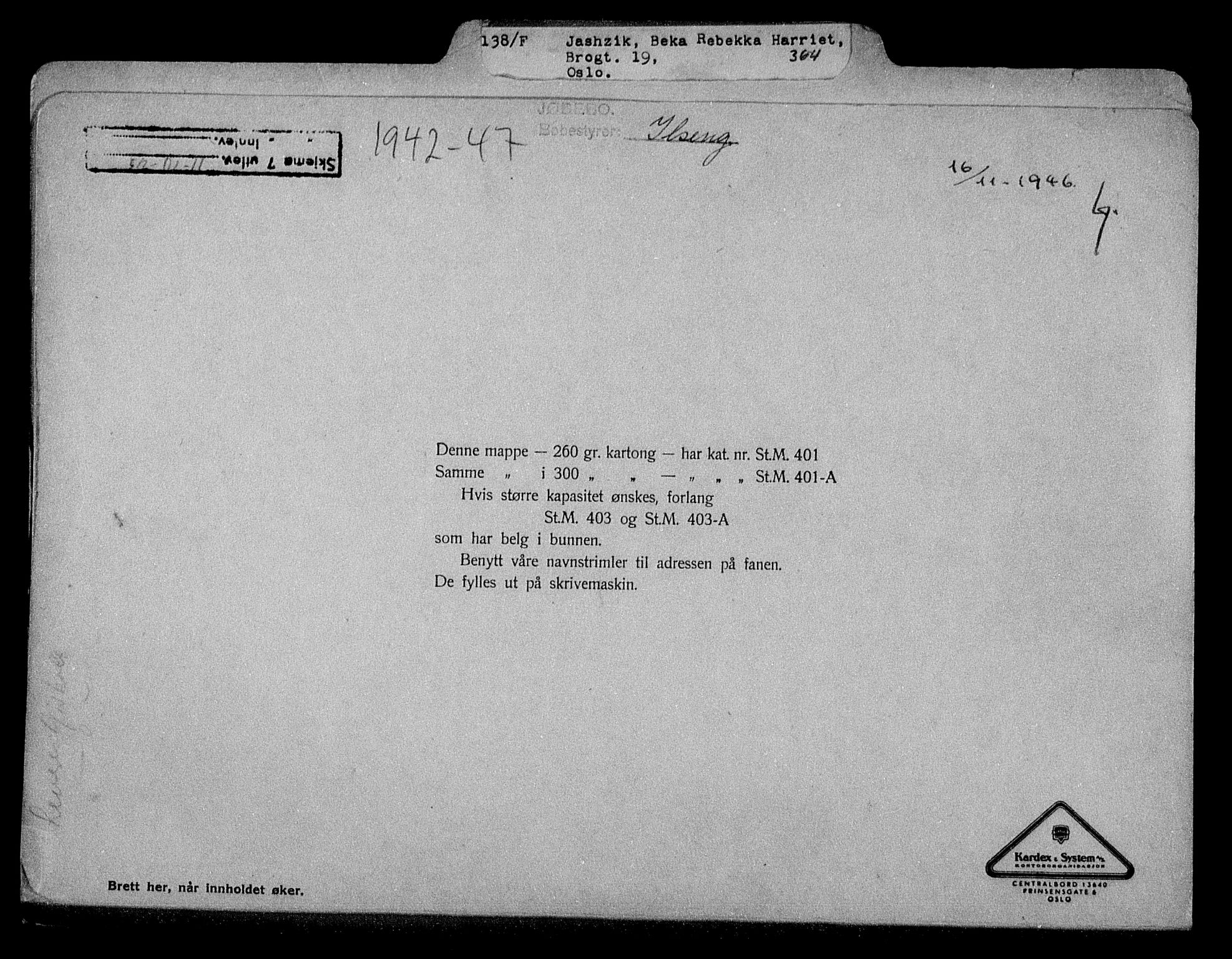 Justisdepartementet, Tilbakeføringskontoret for inndratte formuer, AV/RA-S-1564/H/Hc/Hcc/L0947: --, 1945-1947, p. 293