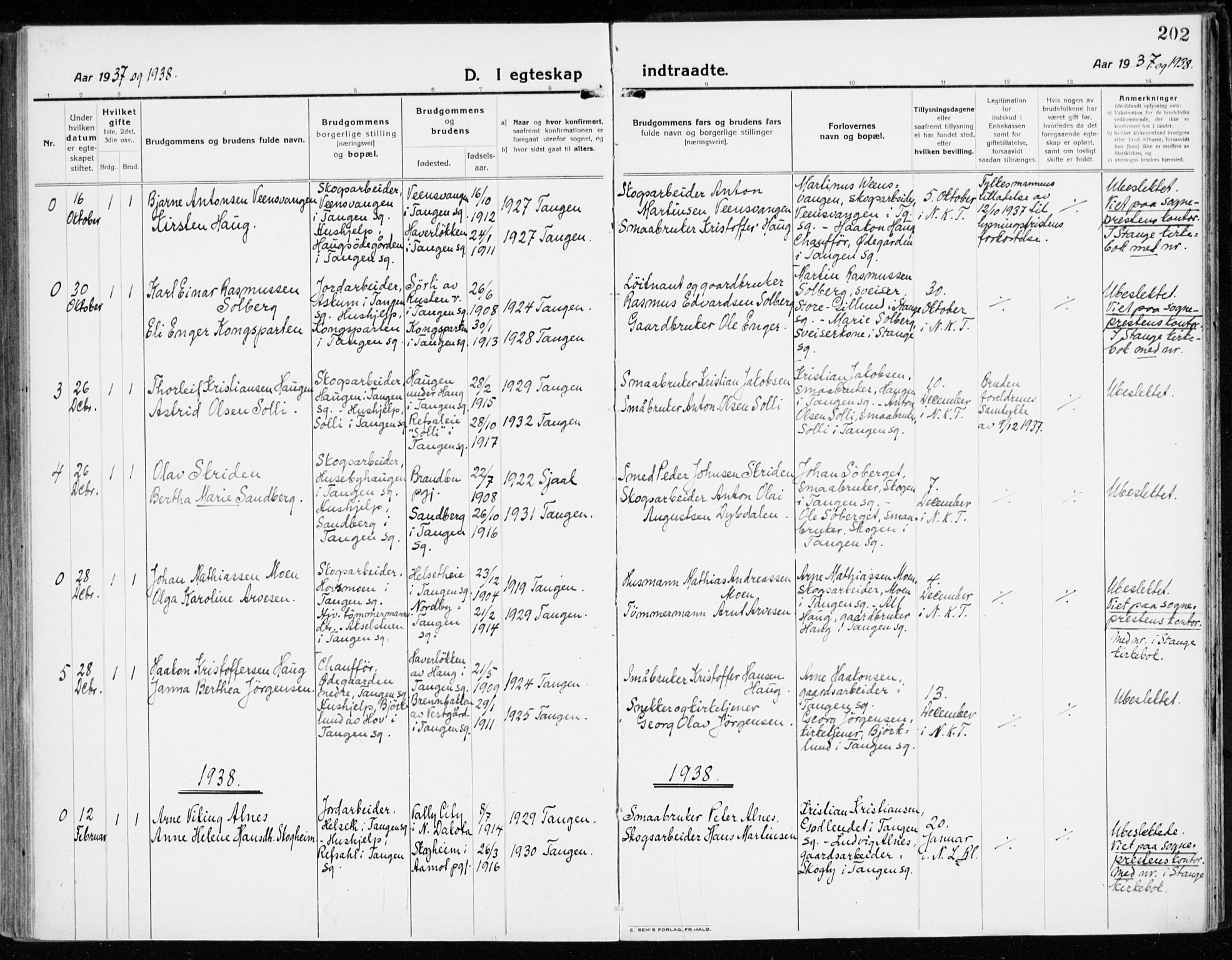 Stange prestekontor, AV/SAH-PREST-002/K/L0025: Parish register (official) no. 25, 1921-1945, p. 202