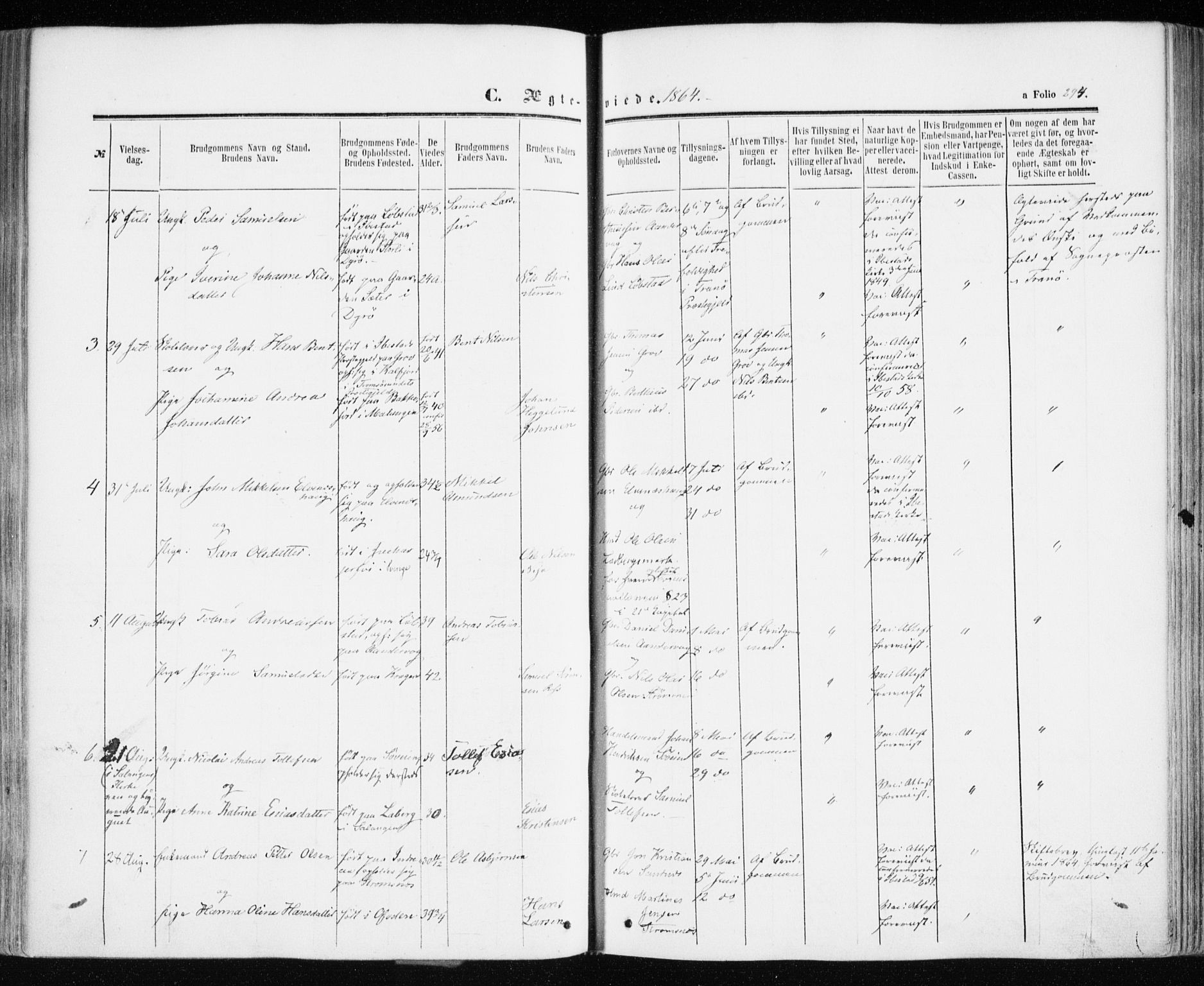 Ibestad sokneprestembete, SATØ/S-0077/H/Ha/Haa/L0009kirke: Parish register (official) no. 9, 1859-1868, p. 294