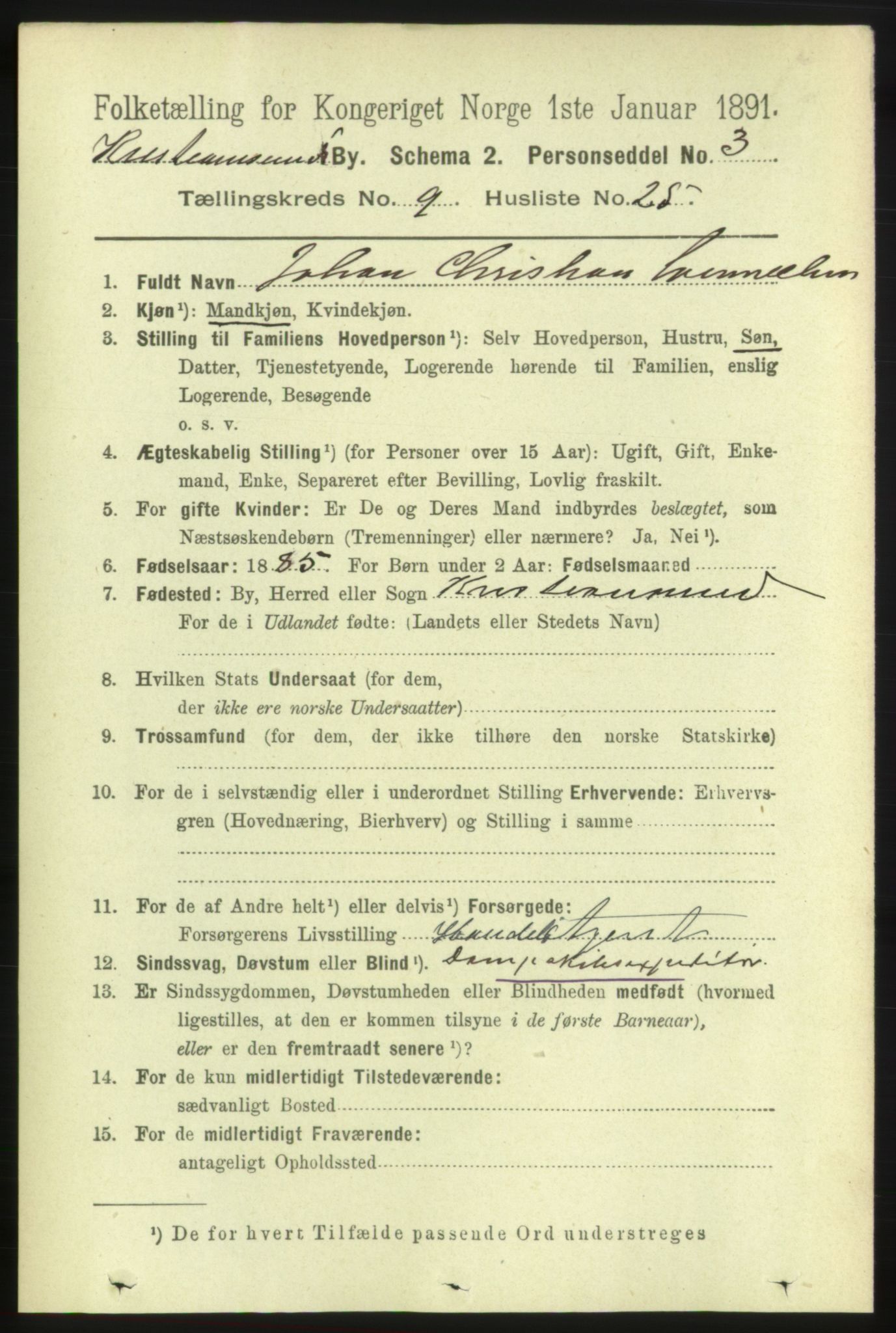 RA, 1891 census for 1503 Kristiansund, 1891, p. 7355