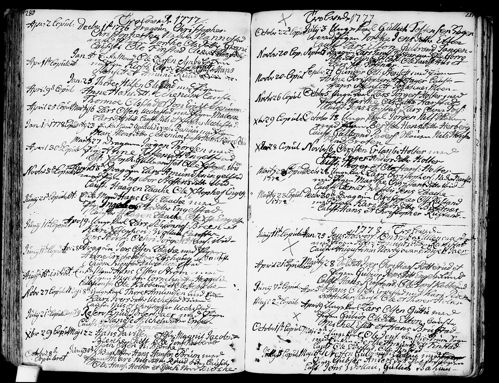 Nannestad prestekontor Kirkebøker, SAO/A-10414a/F/Fa/L0007: Parish register (official) no. I 7, 1754-1791, p. 280-281