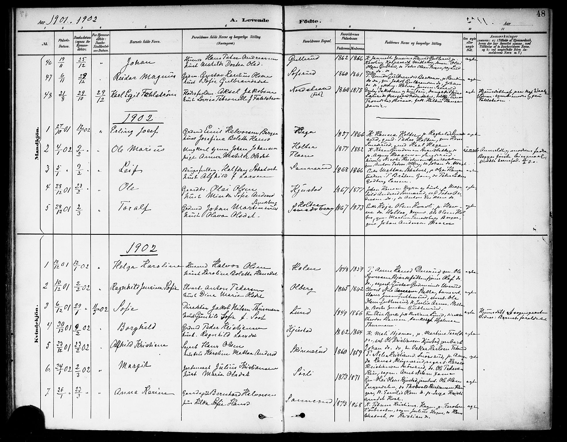 Fet prestekontor Kirkebøker, SAO/A-10370a/F/Fa/L0015: Parish register (official) no. I 15, 1892-1904, p. 48