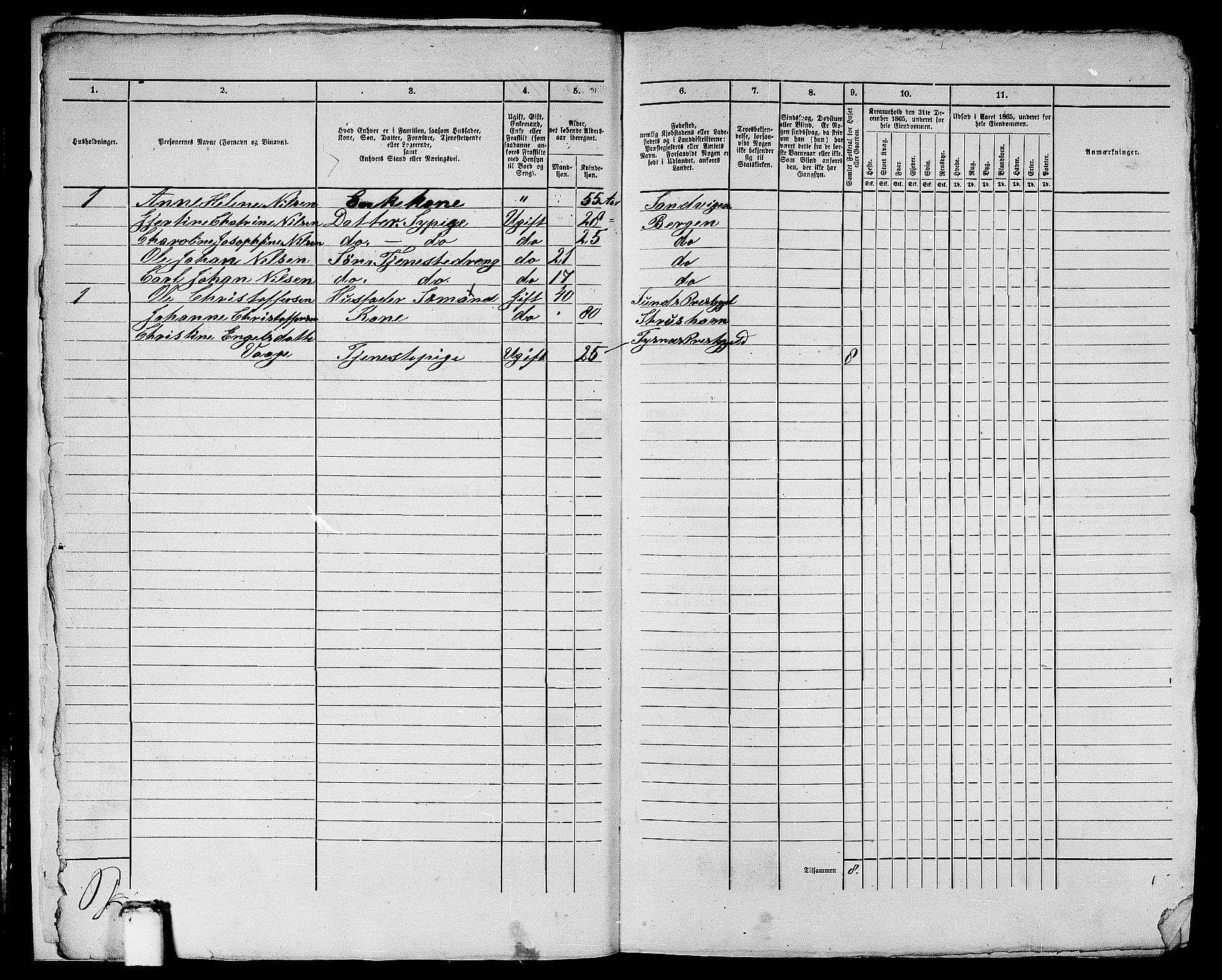 RA, 1865 census for Bergen, 1865, p. 2063