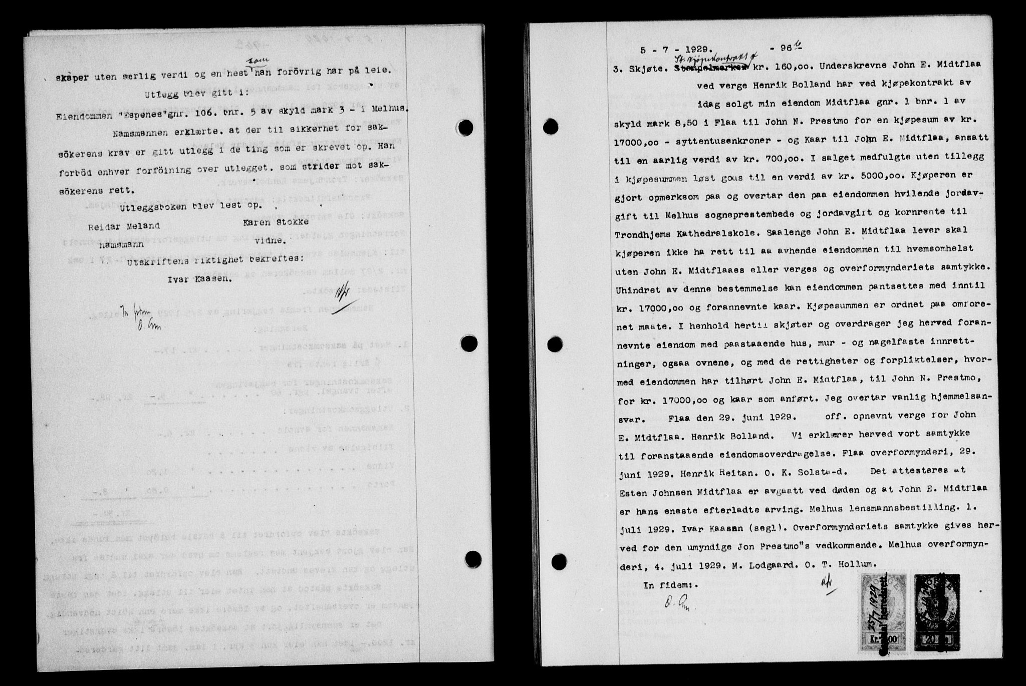 Gauldal sorenskriveri, AV/SAT-A-0014/1/2/2C/L0038: Mortgage book no. 39, 1929-1930, Deed date: 05.07.1929