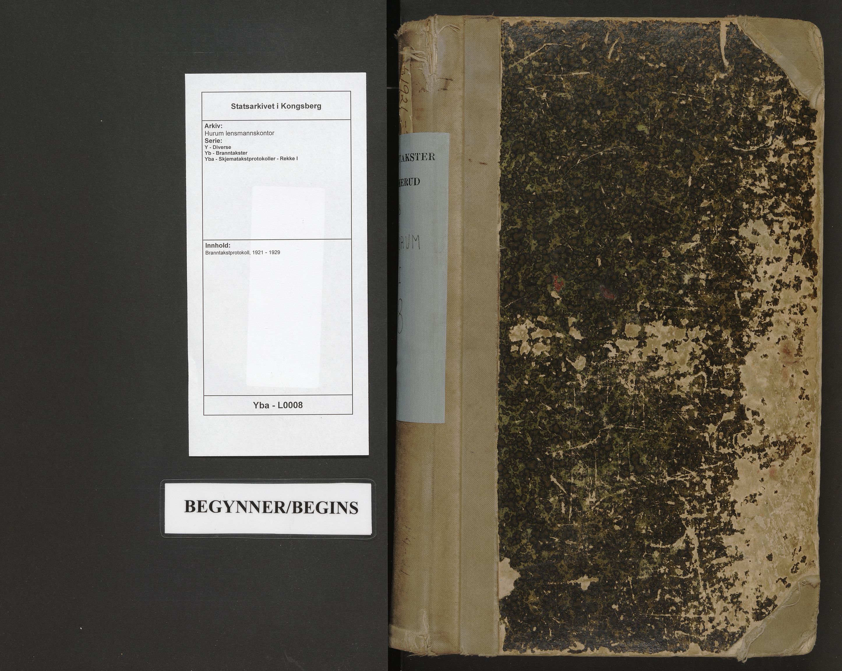 Hurum lensmannskontor, AV/SAKO-A-505/Y/Yb/Yba/L0008: Branntakstprotokoll, 1921-1929