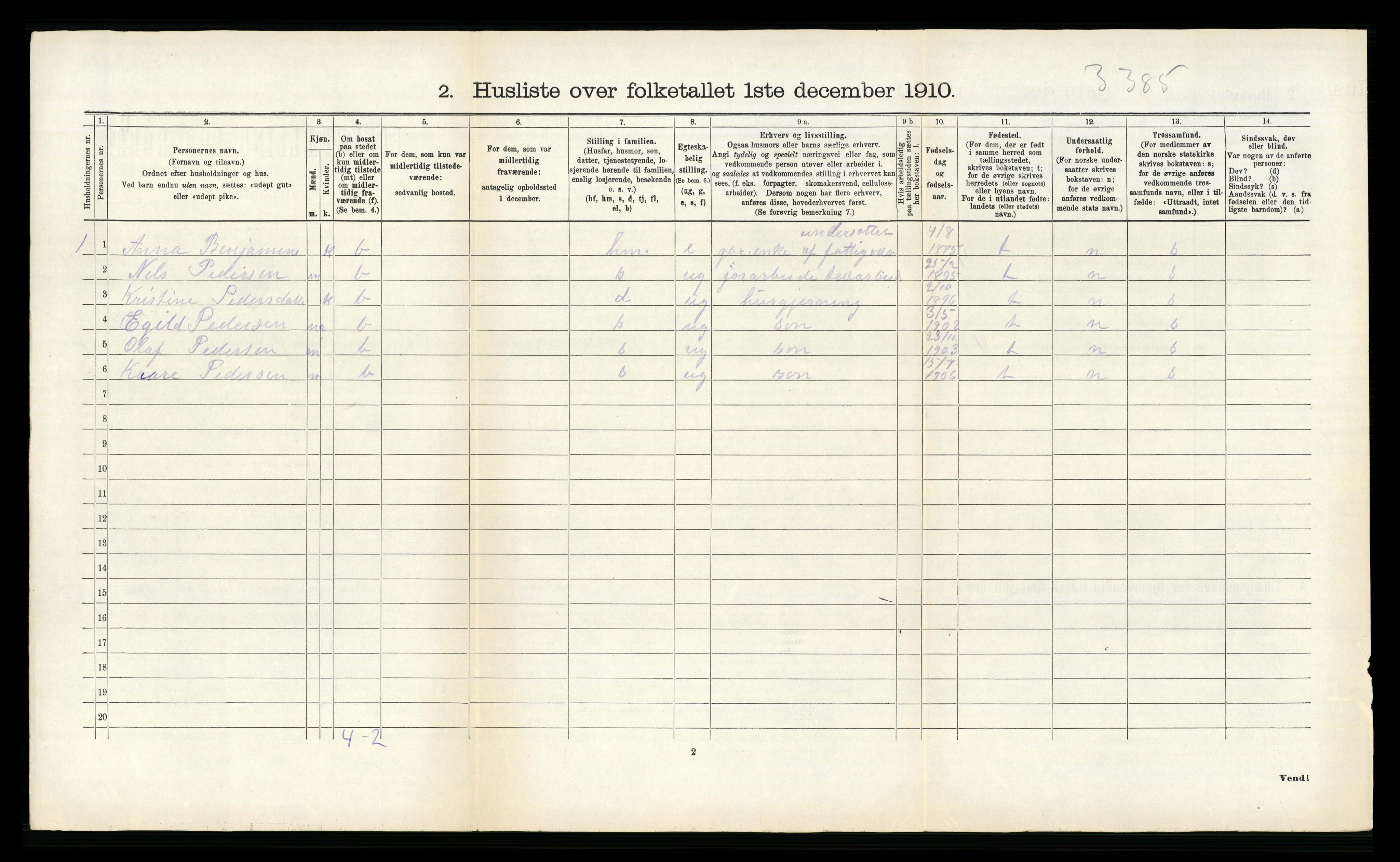 RA, 1910 census for Hemnes, 1910, p. 1253