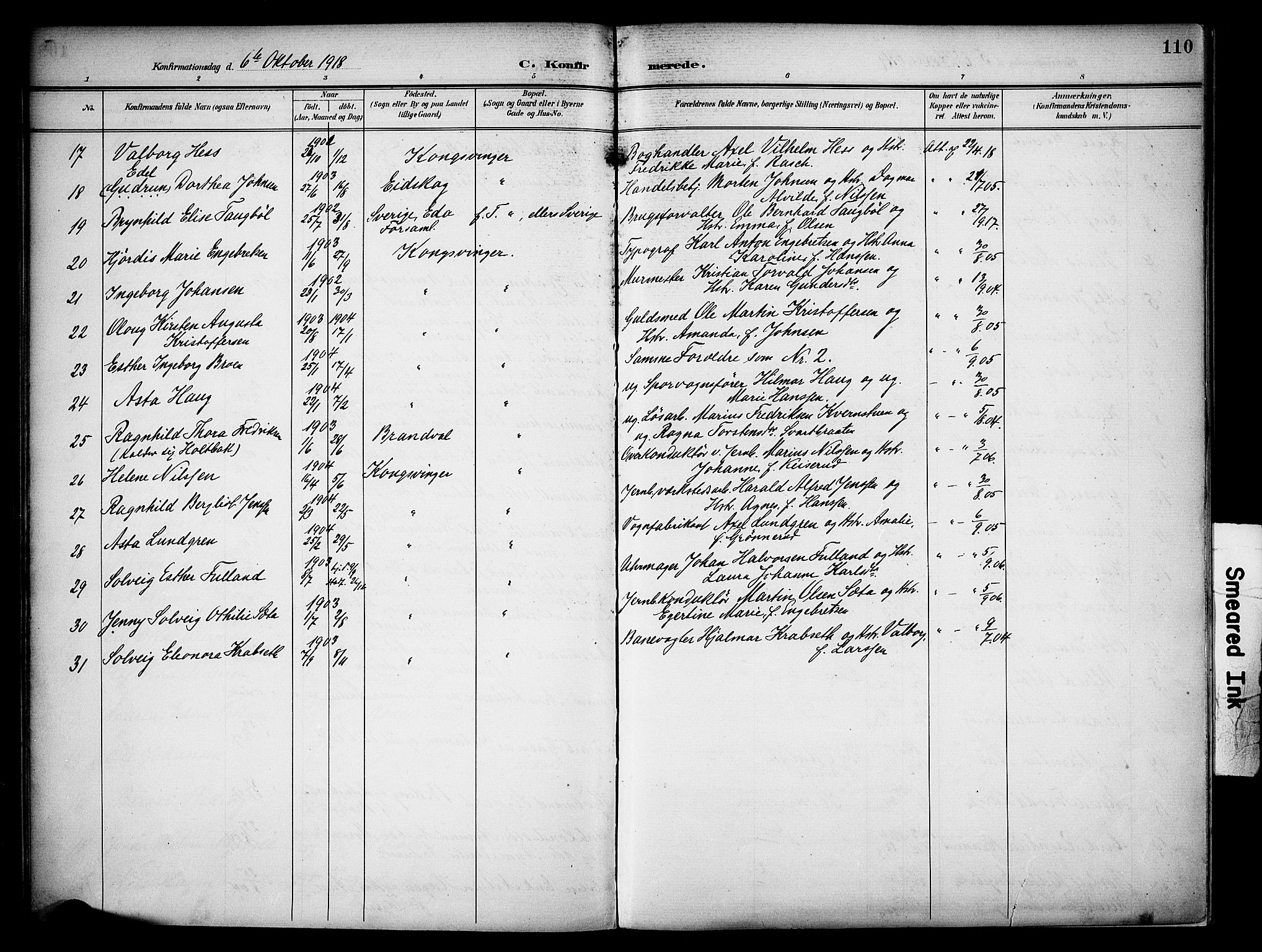 Vinger prestekontor, AV/SAH-PREST-024/H/Ha/Haa/L0016: Parish register (official) no. 16, 1898-1920, p. 110