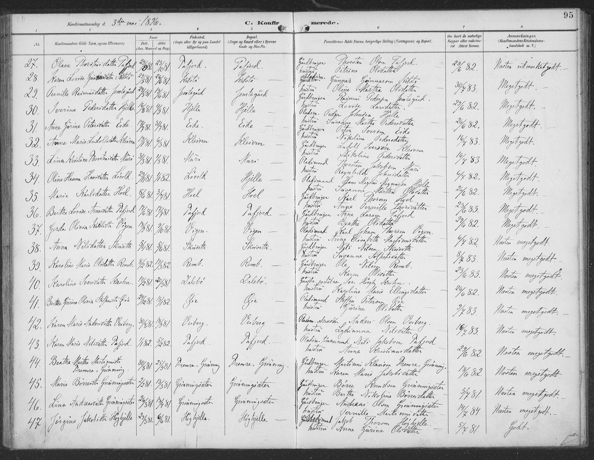 Ministerialprotokoller, klokkerbøker og fødselsregistre - Møre og Romsdal, SAT/A-1454/519/L0256: Parish register (official) no. 519A15, 1895-1912, p. 95