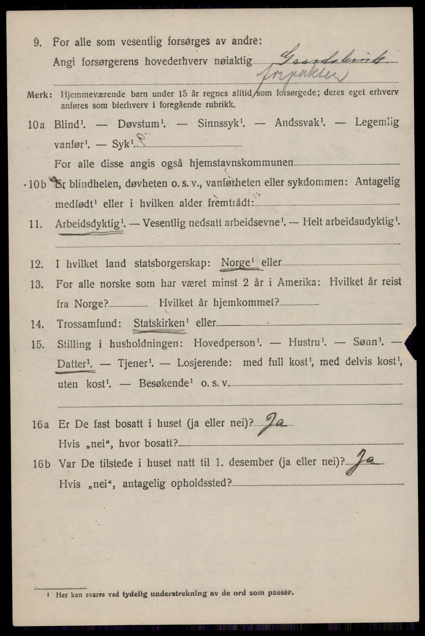 SAST, 1920 census for Sokndal, 1920, p. 4812